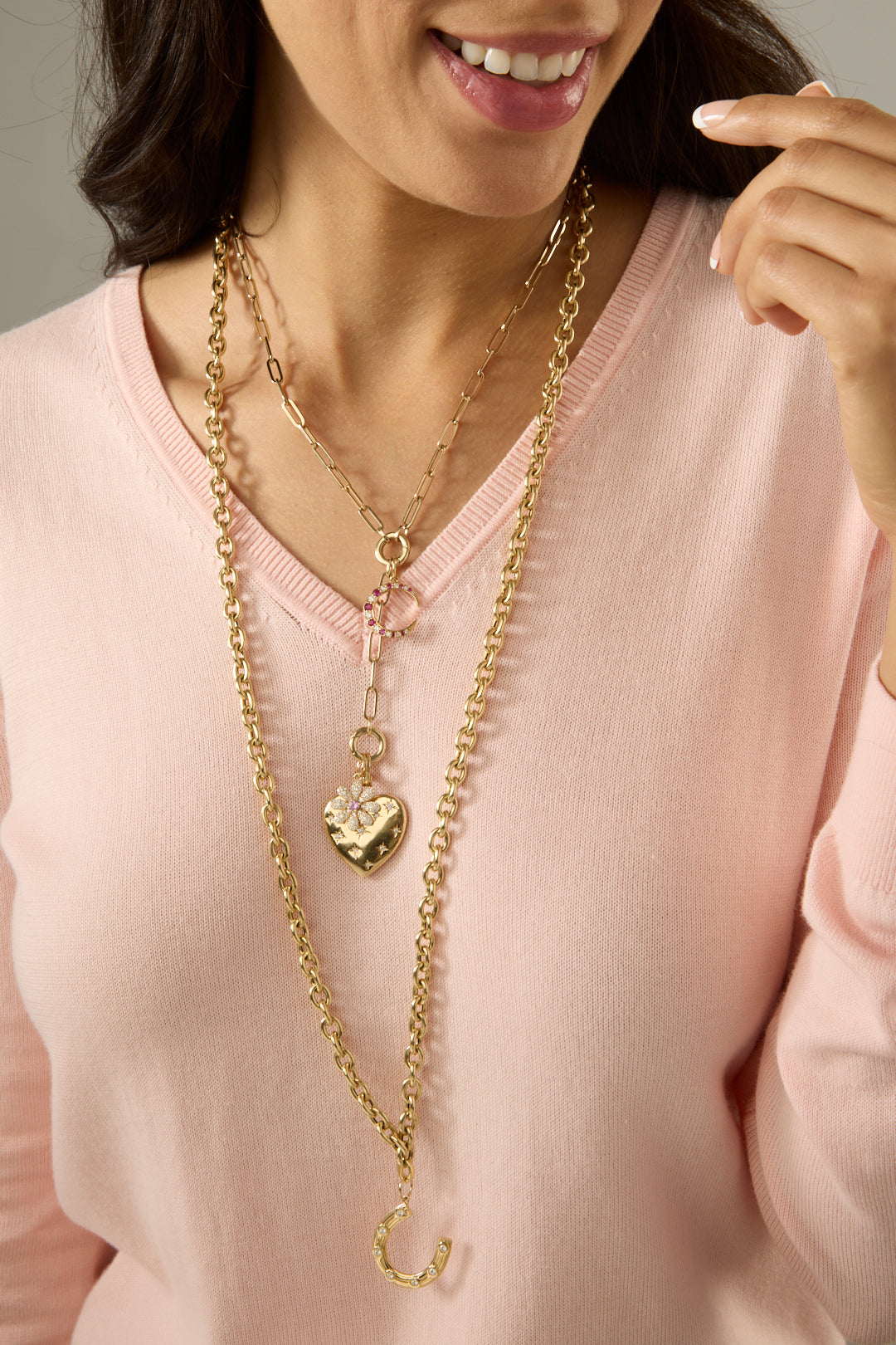 14KY Double Sided Heart Charm