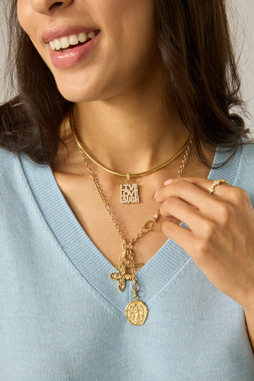 18KY Diamond Live Love Laugh Charm