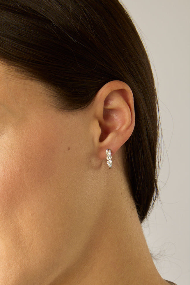 14K Mini Diamond Anne Huggies-Earrings-SAFFRON JEWELRY-Yellow Gold-Susan Saffron Jewelry