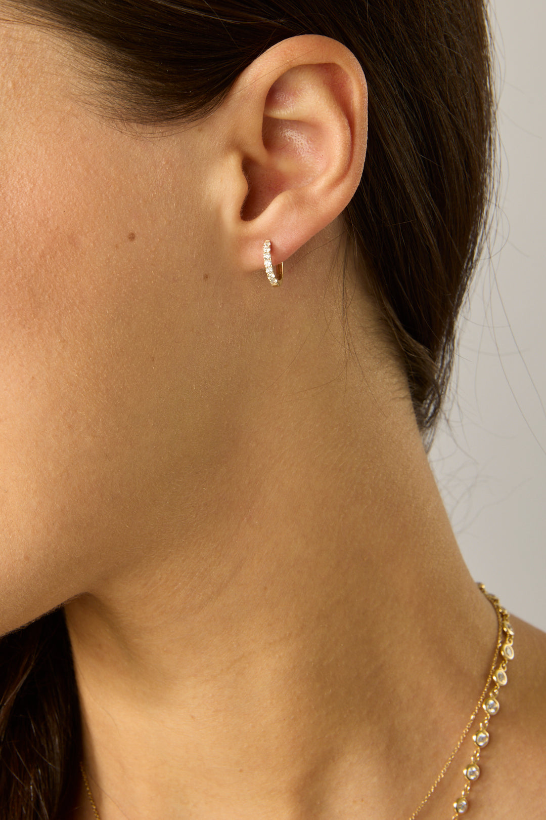 14KY Diamond Huggies 12mm