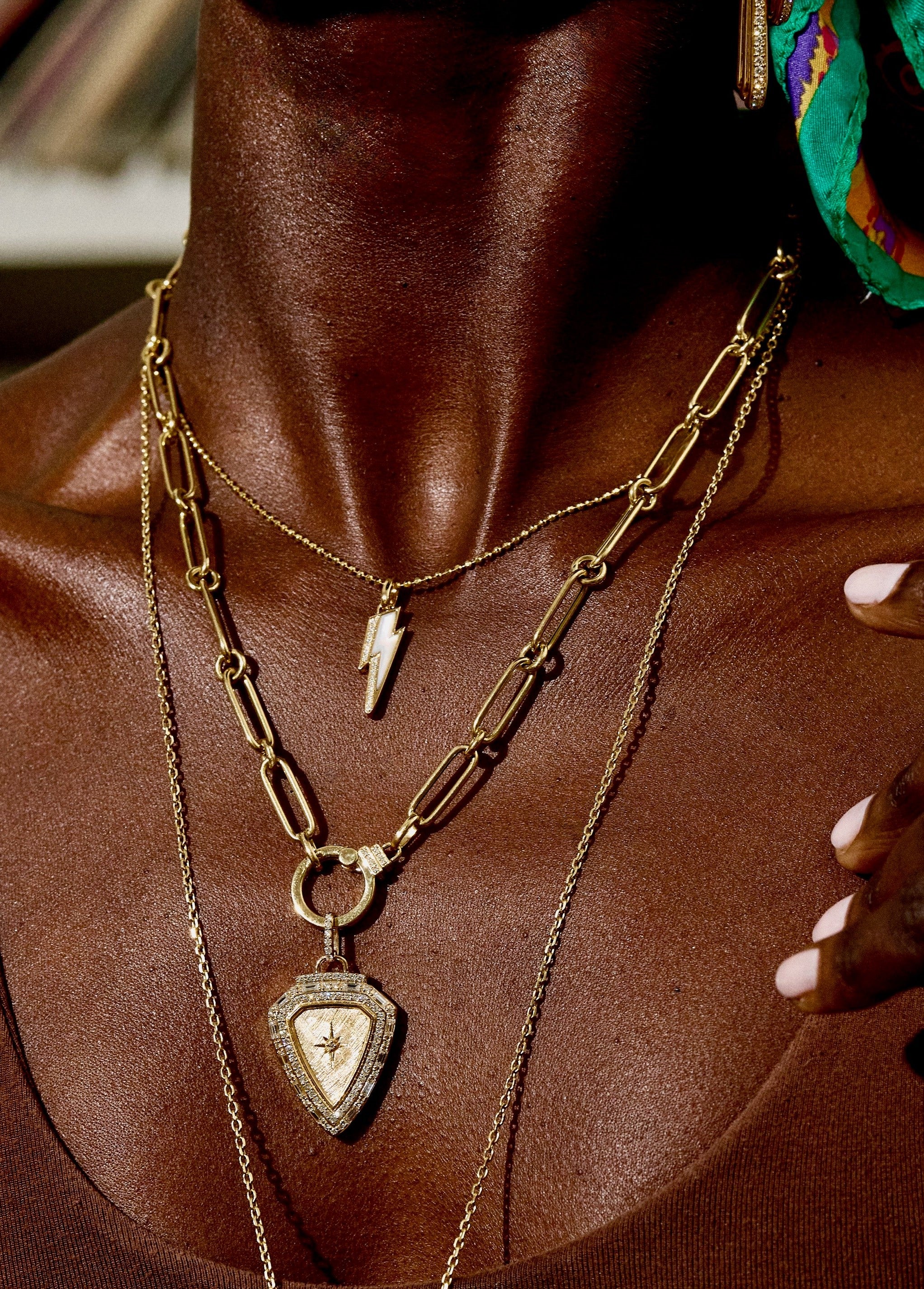 18KY Ziggy Bolt Charm Lapis