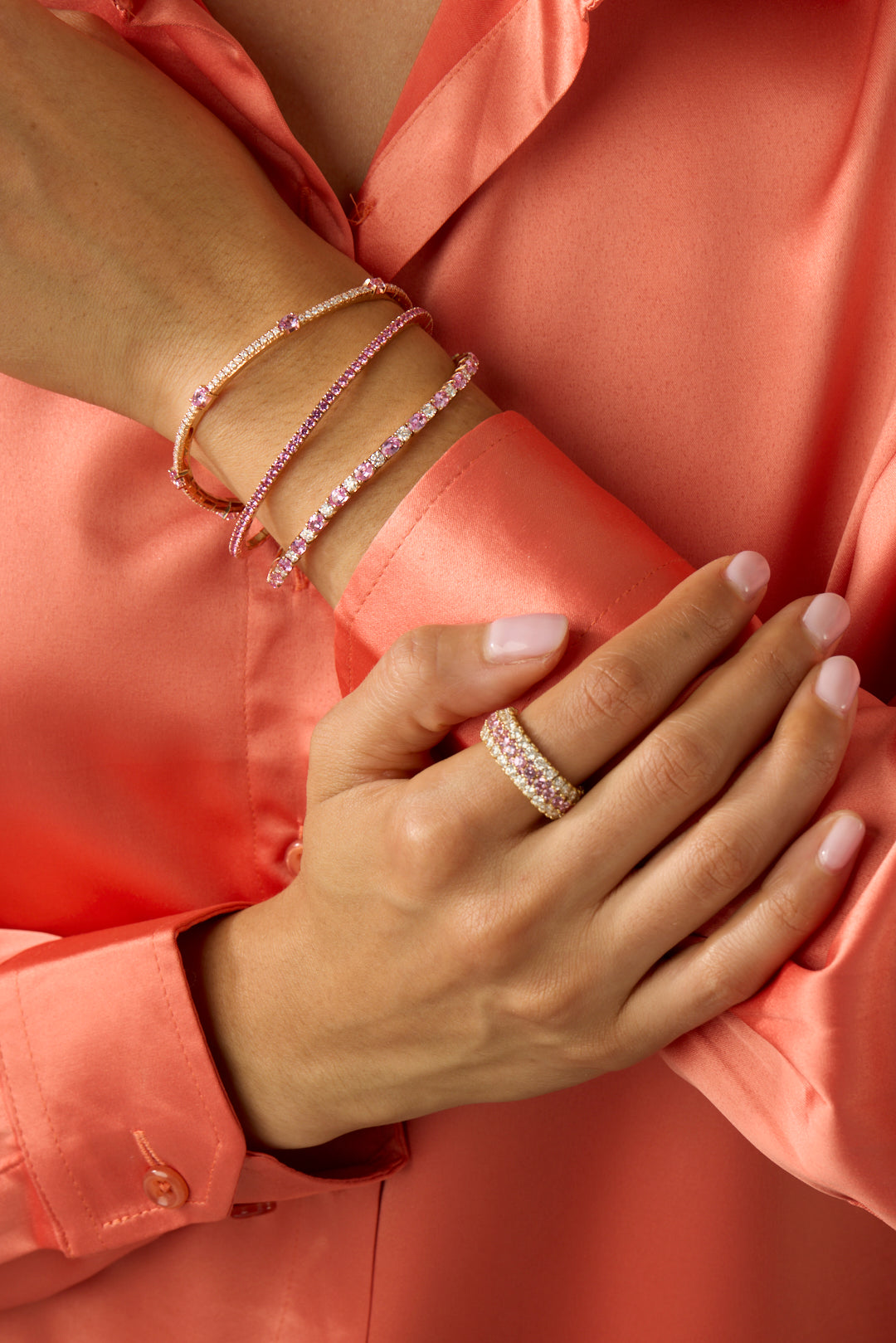 18KR Pink Sapphire and Diamond Bracelet
