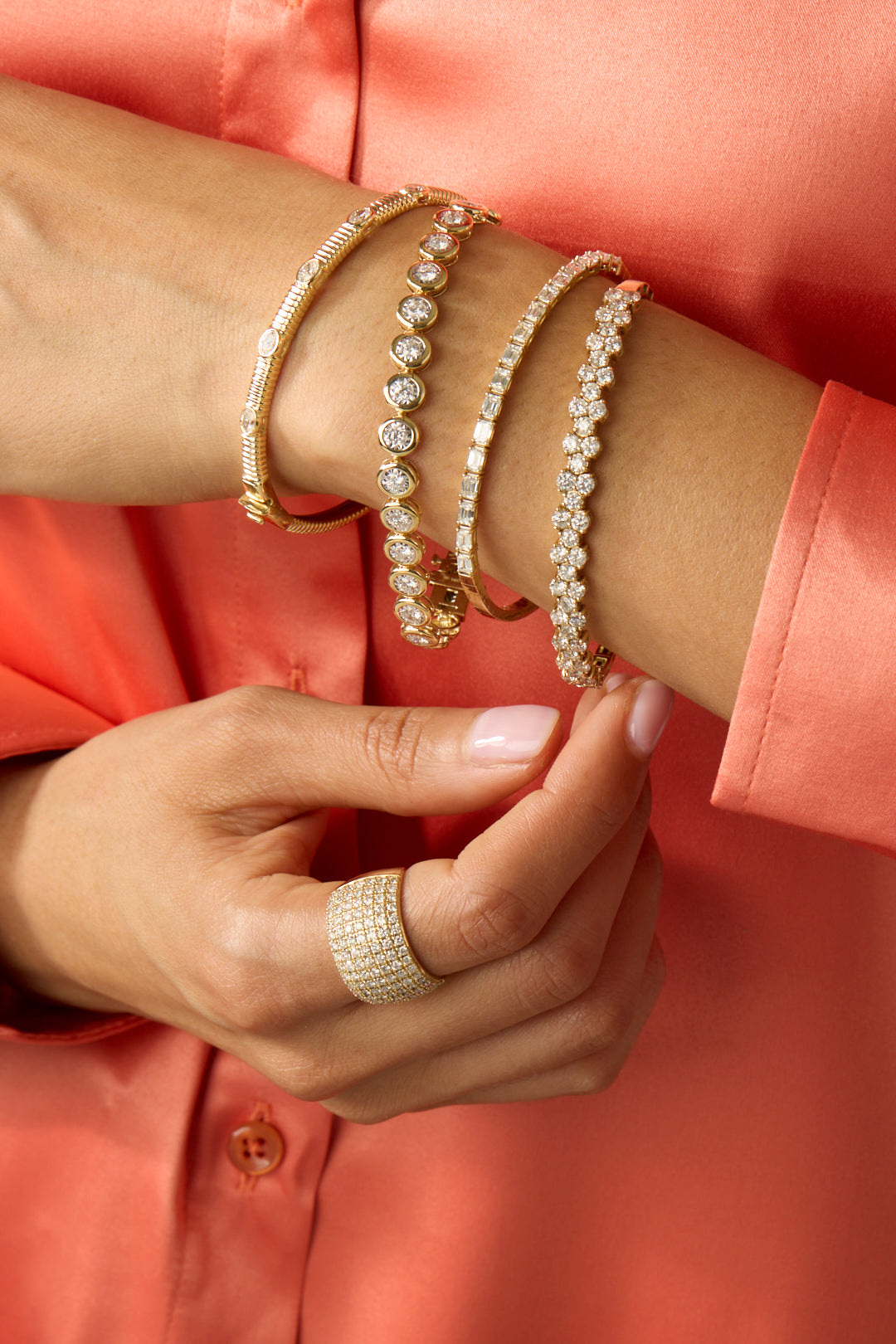 14KY Multi Diamond Bangle