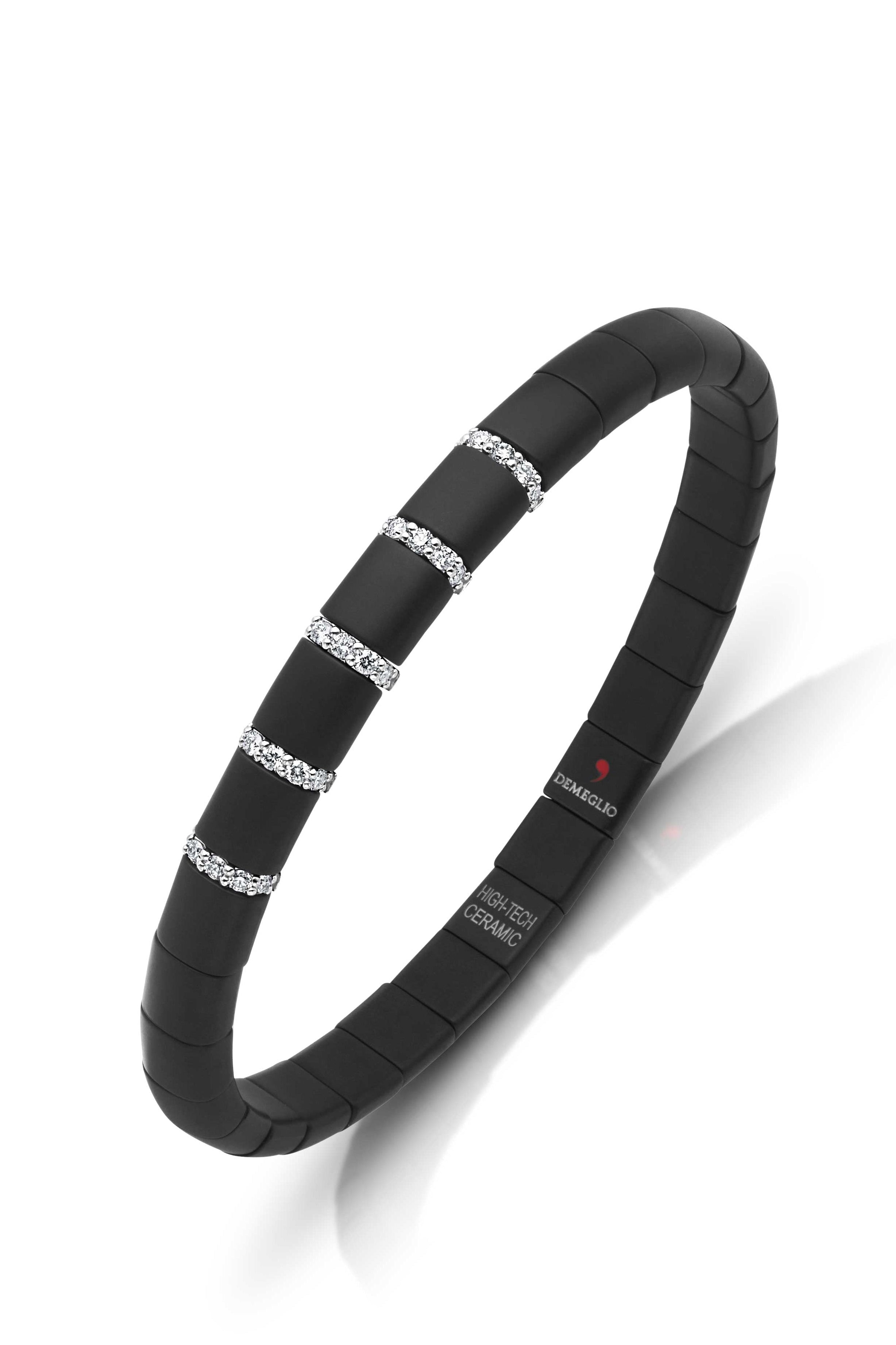 18KW Matte Black Bracelet with 5 Diamond Bars