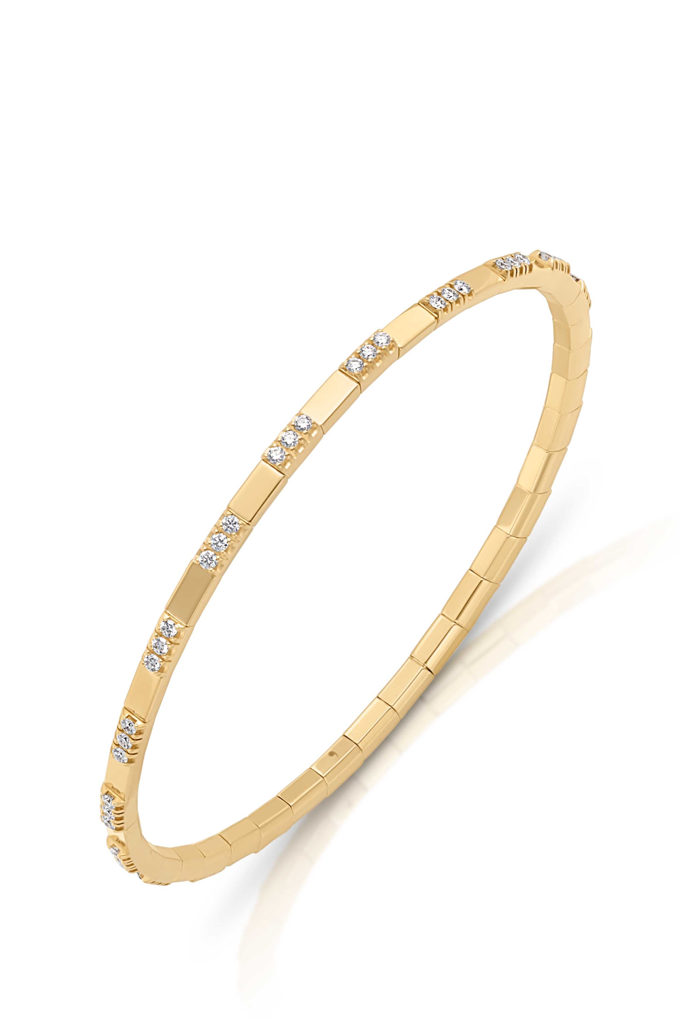 18KY 3 Diamond Gold Bar Stretch Bracelet