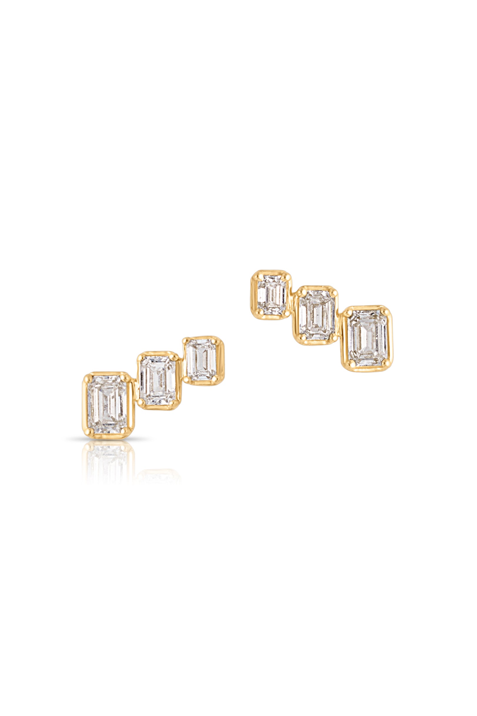 14KY Emerald Cut Diamond Earrings