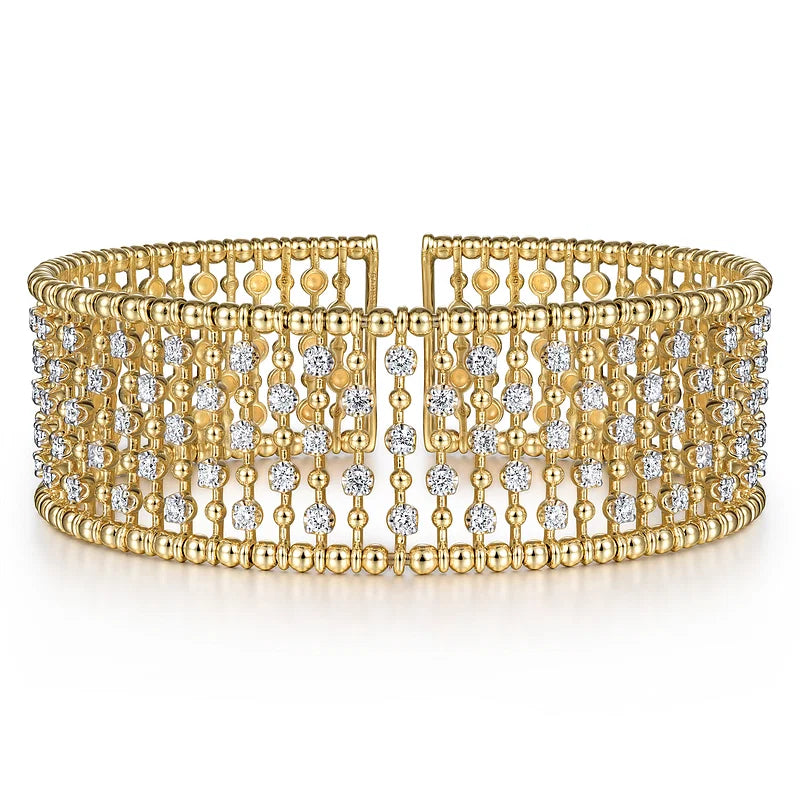 14K Yellow Gold Bujukan Wide Diamond Bangle