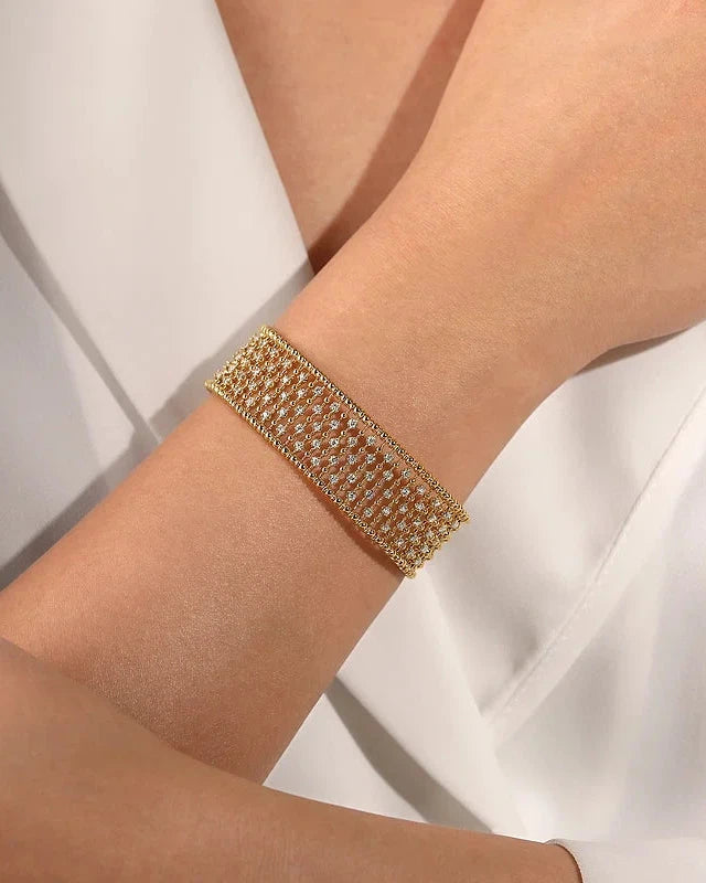 14K Yellow Gold Bujukan Wide Diamond Bangle