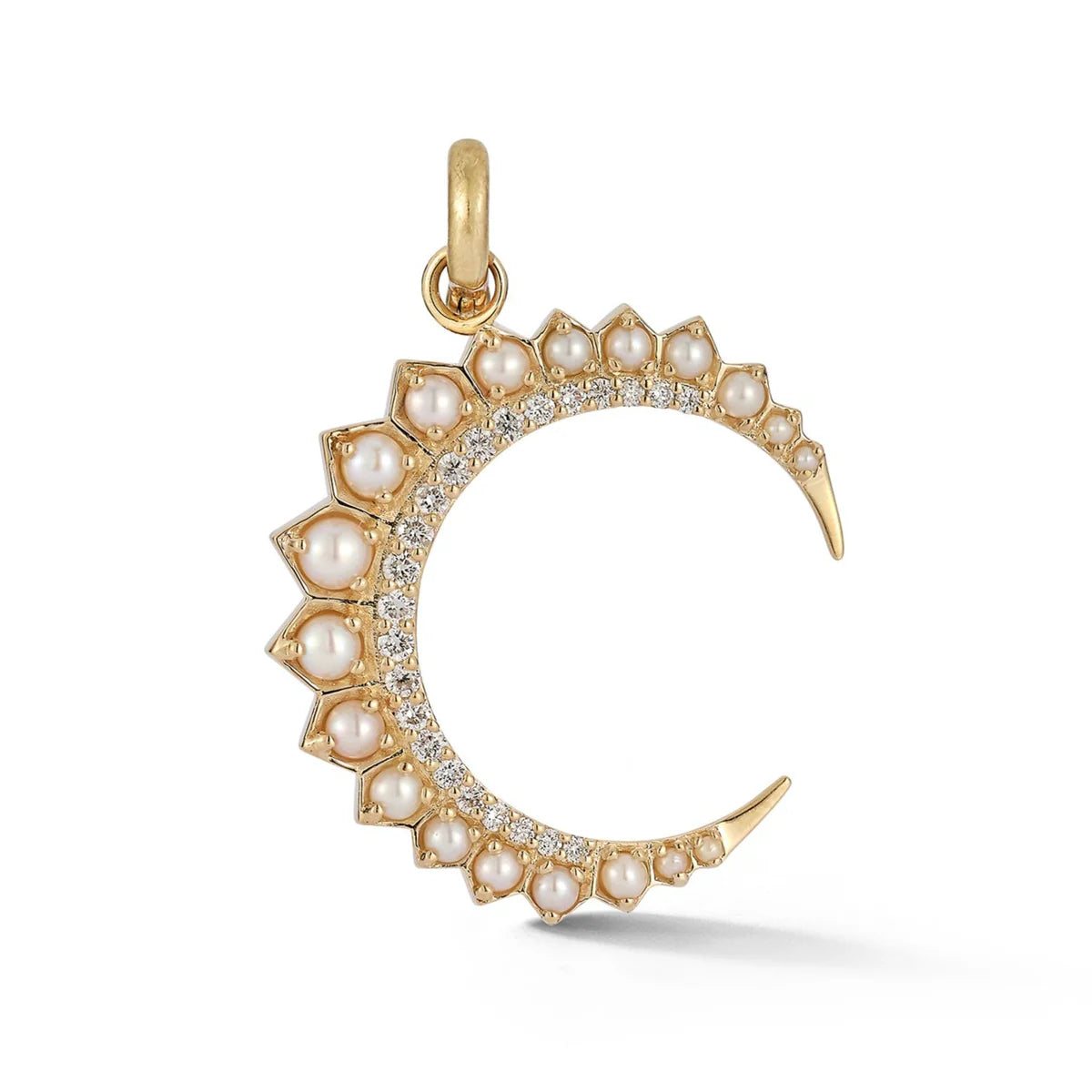 14KY Crescent Estelle Charm Pearl