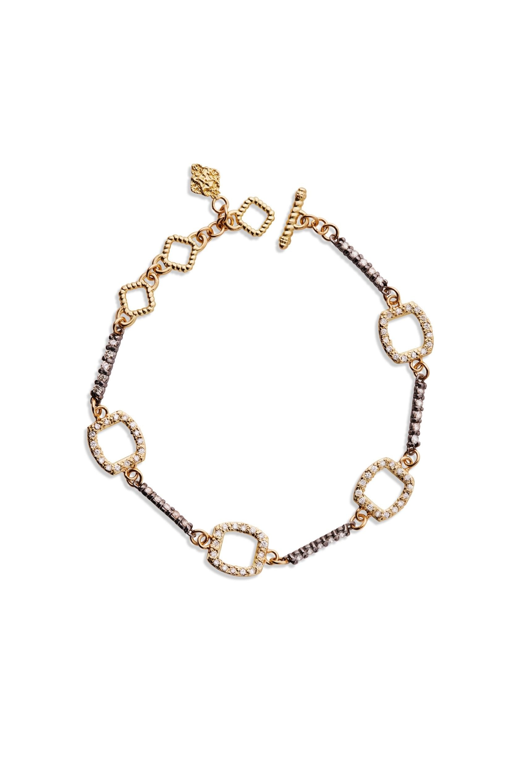 18K Gold Paperclip With Diamond Bracelet