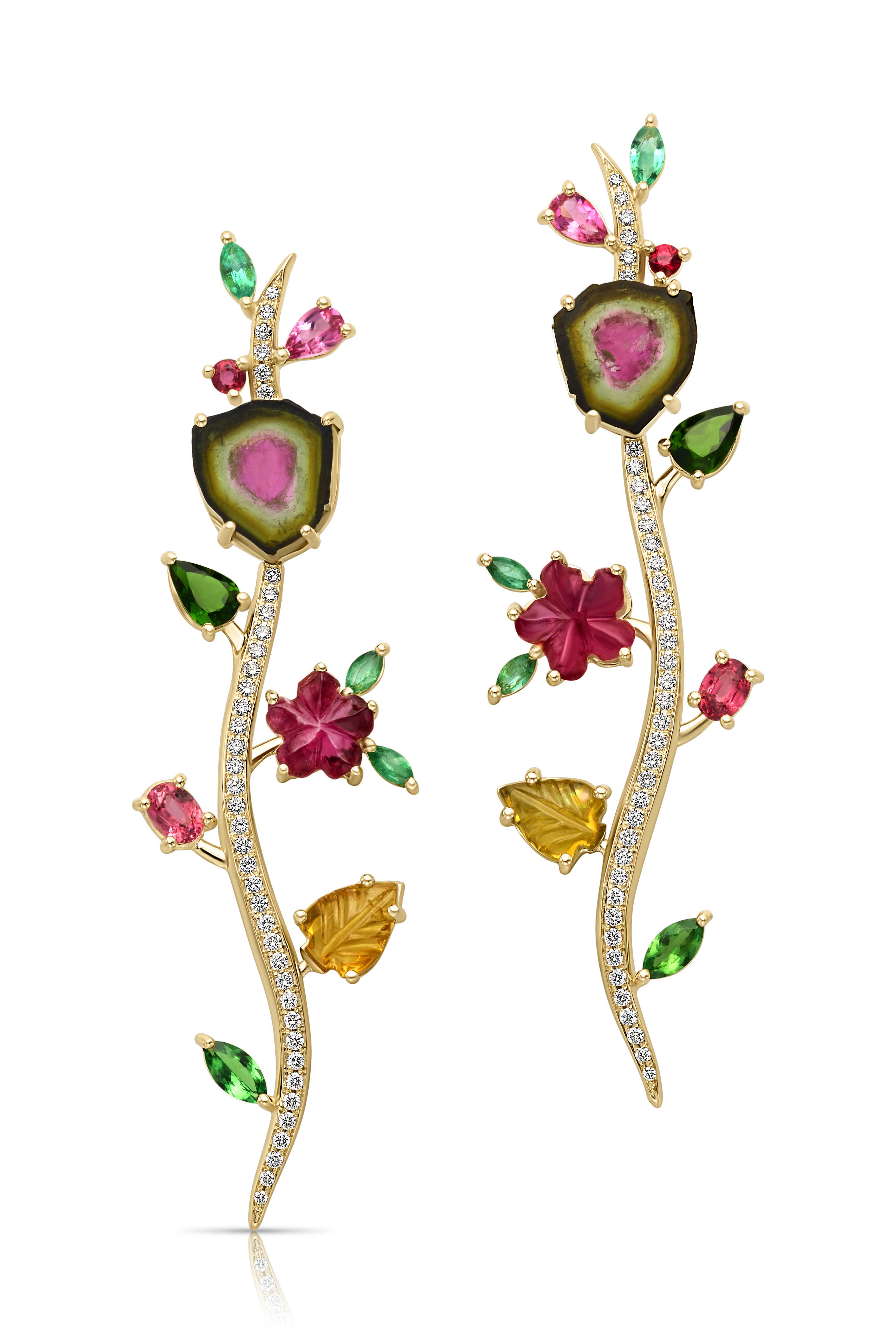 14KY One of a Kind Large Vine Earrings