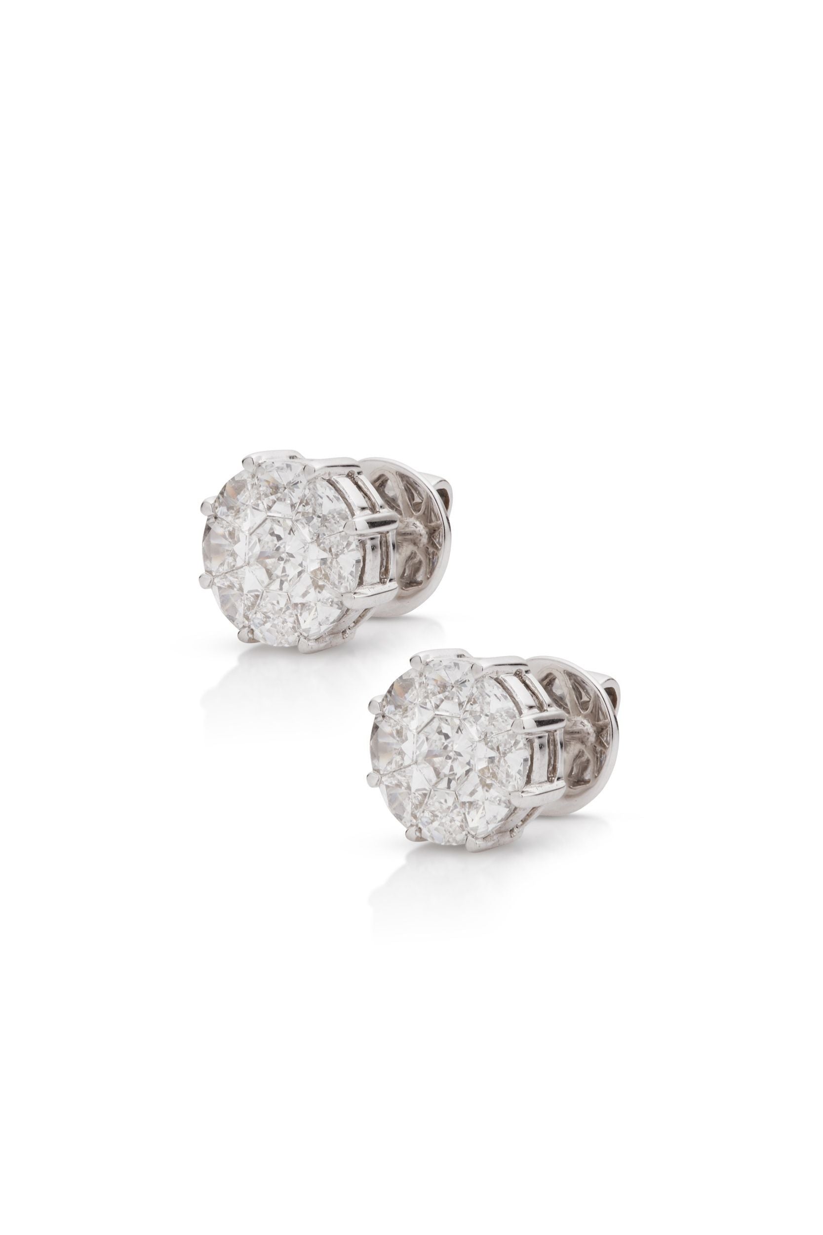 14KW Round Diamond Illusion Studs