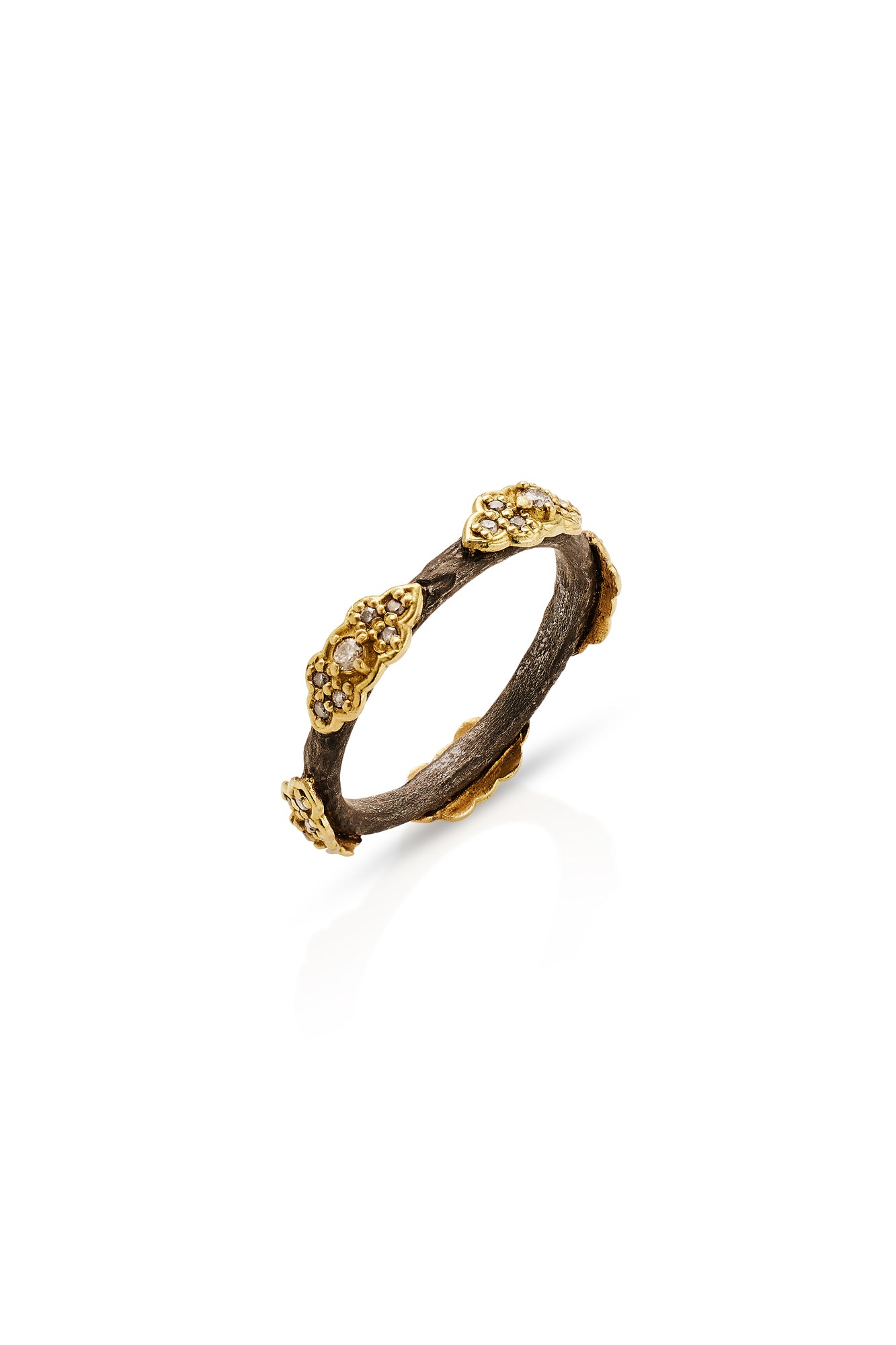 Gold Old World Scroll Ring With Champagne Diamonds-Rings-Armenta-Susan Saffron Jewelry