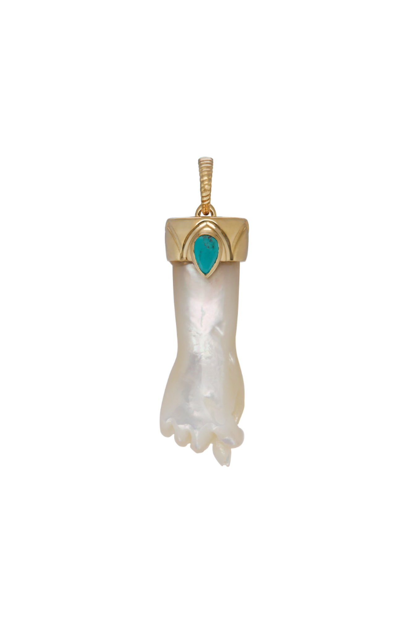 White Mother of Pearl and Turquoise Mano Figa