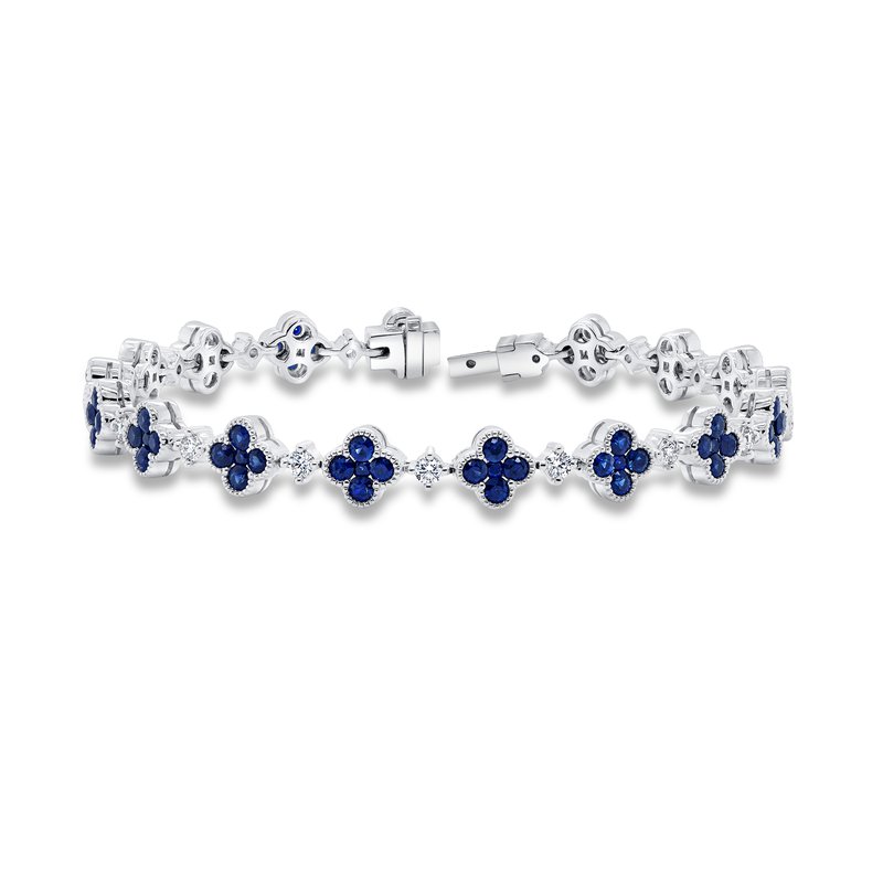 18KW Clover Round Sapphire Bracelet