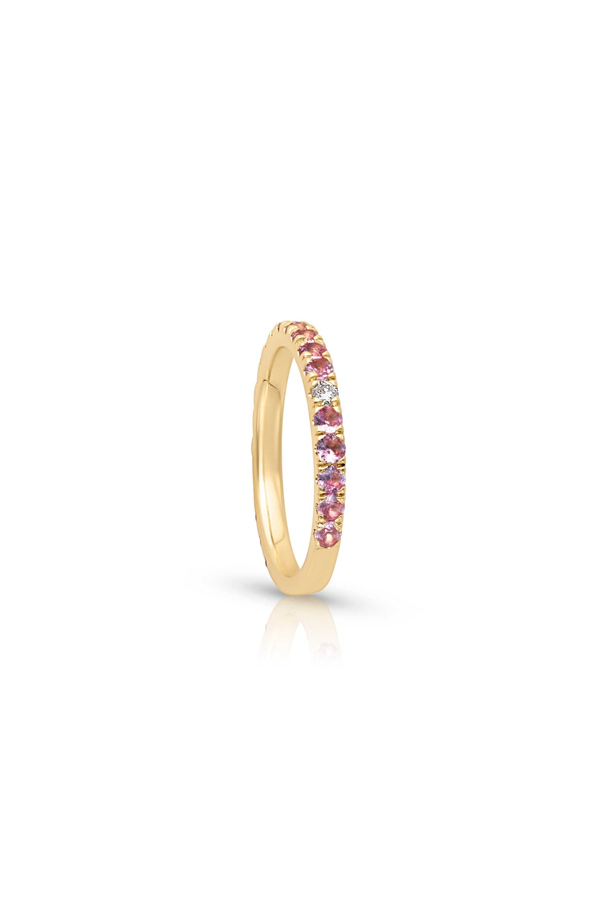 14KY Pink Sapphire and Diamond Eternity Band