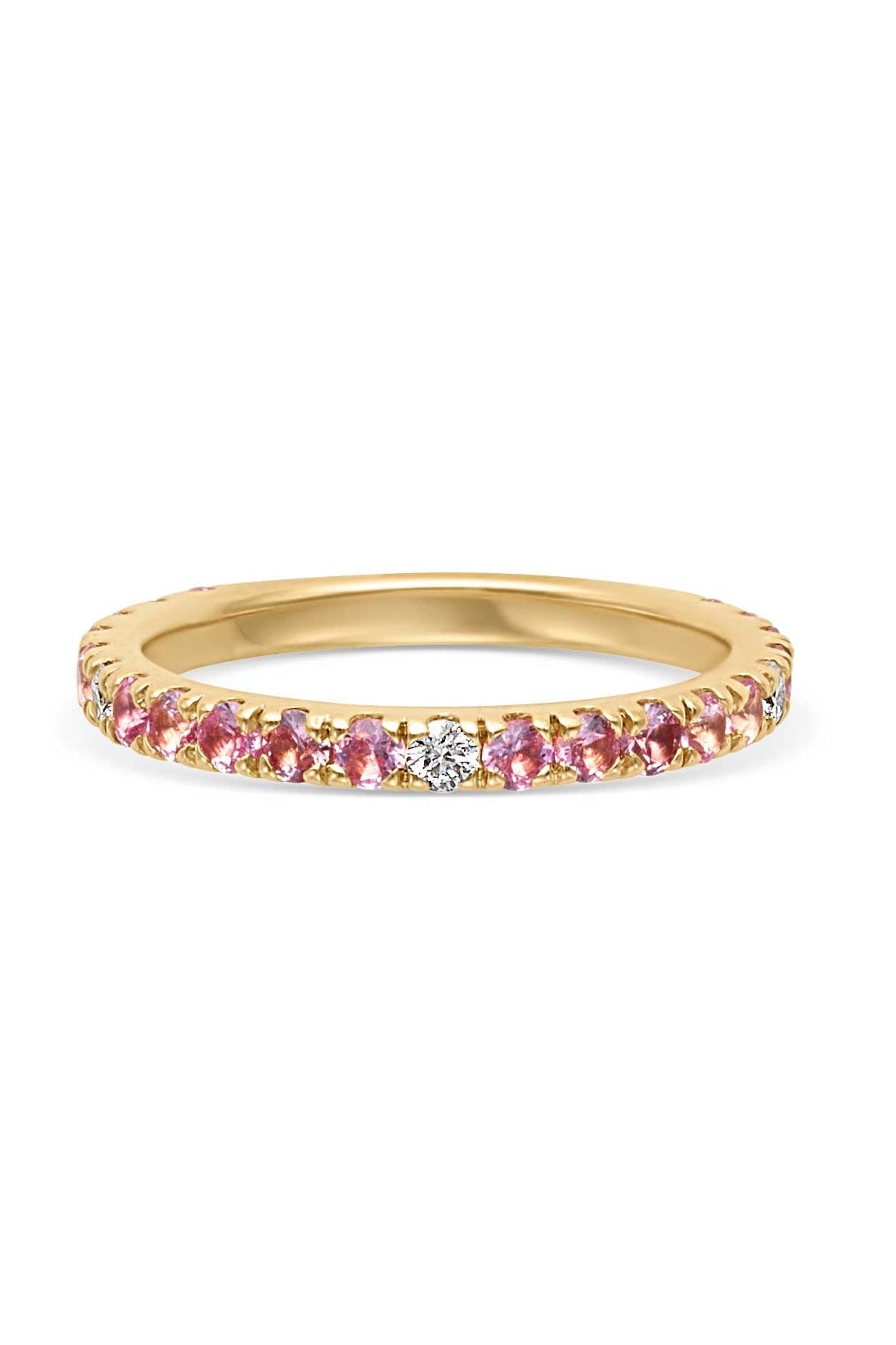 14KY Pink Sapphire and Diamond Eternity Band