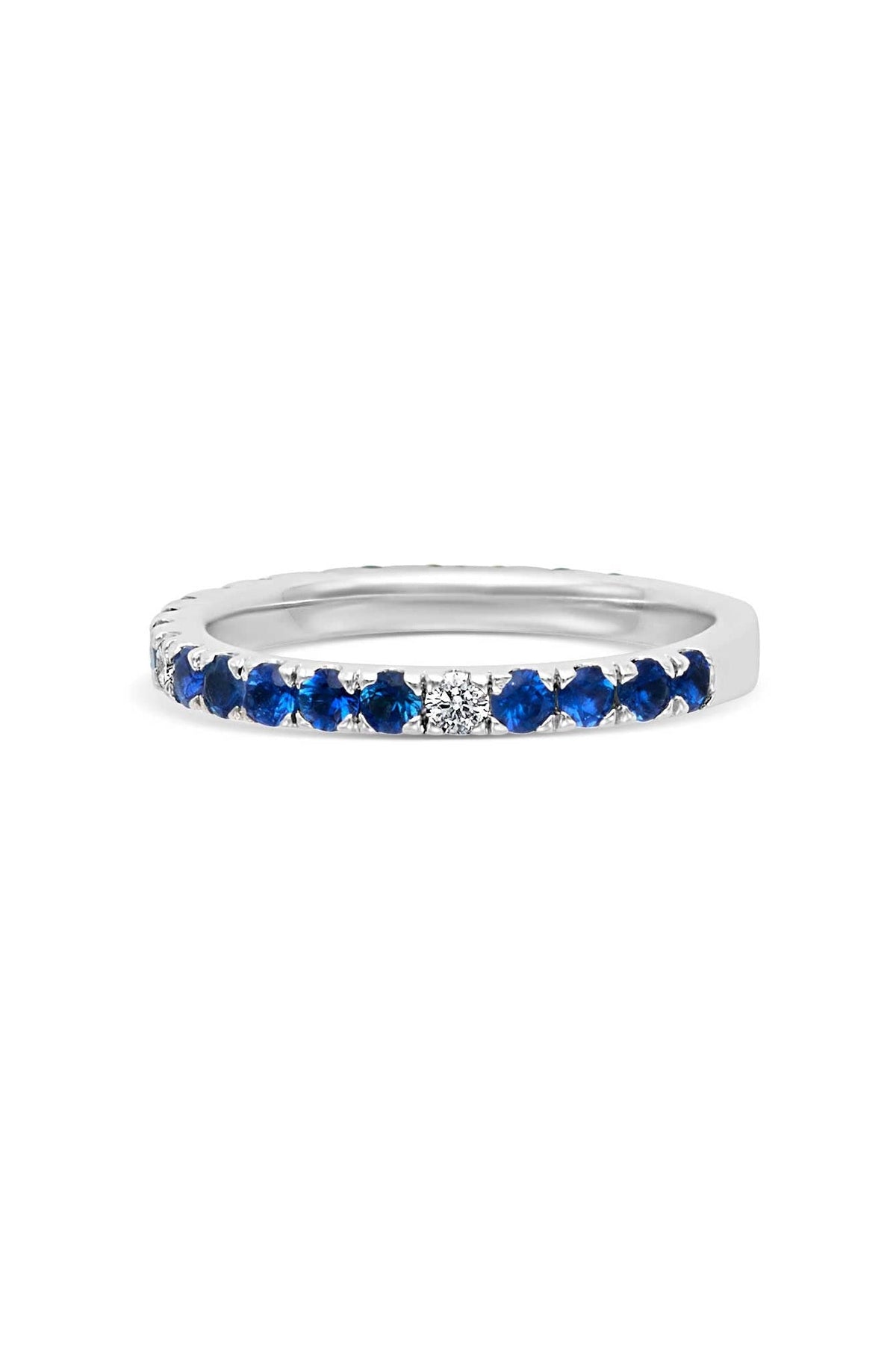 14KW Blue Sapphire and Diamond Eternity Band