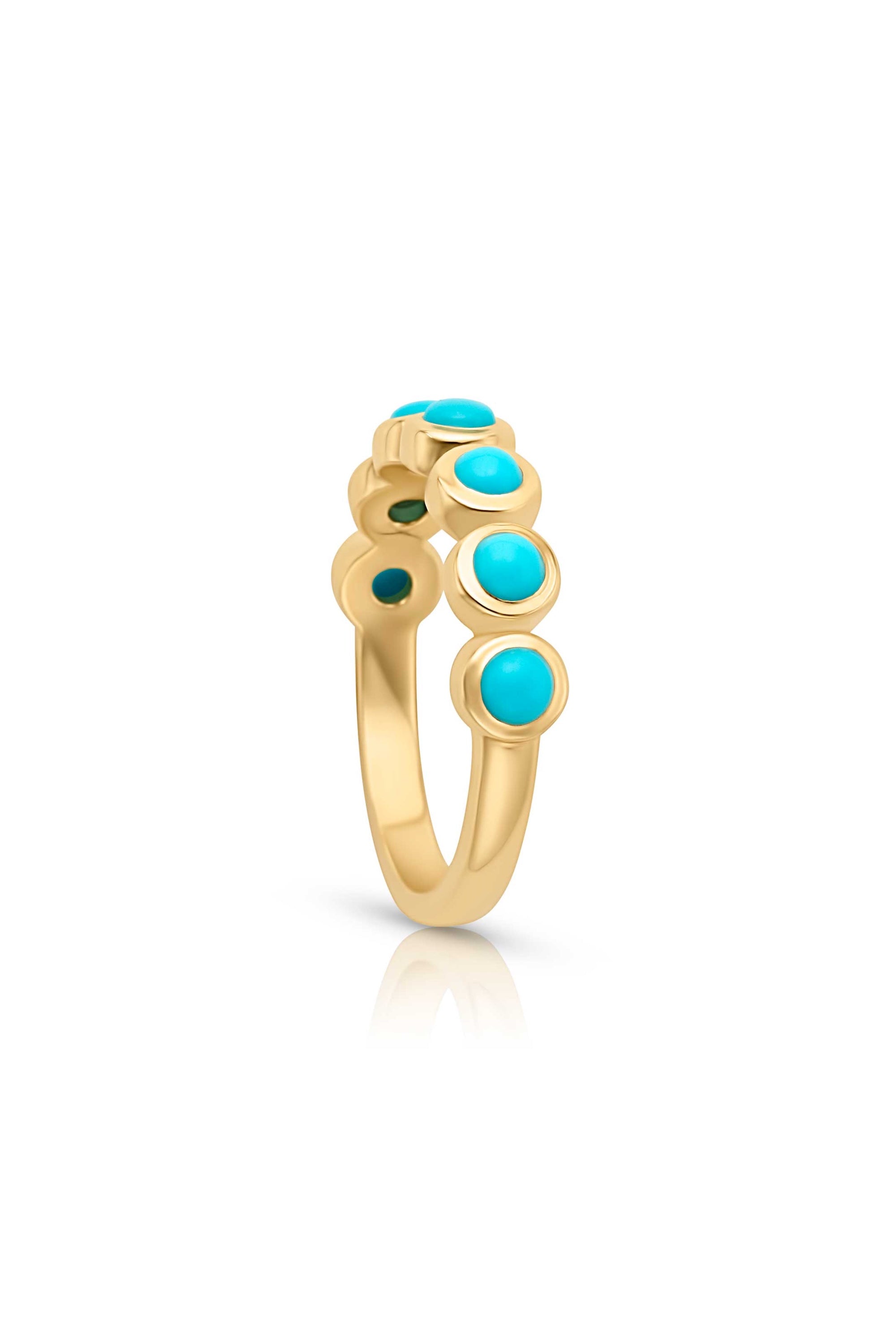 14KY Turquoise Bezel Set Cabochon Ring