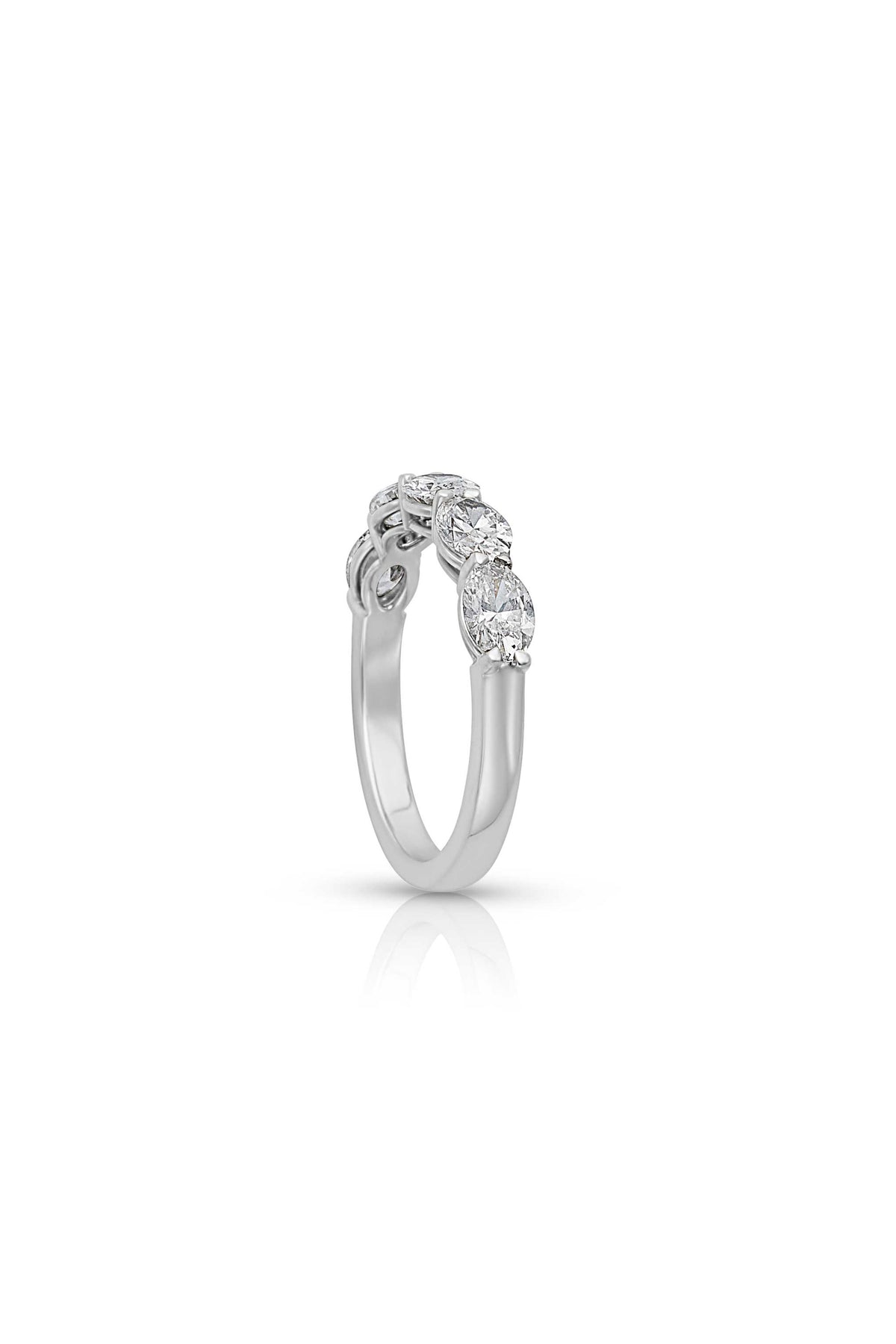 Platinum 5 Stone Oval East West Set Band