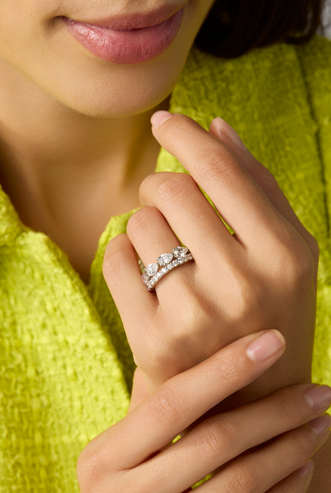 Platinum Horizontal 5 Pear Band
