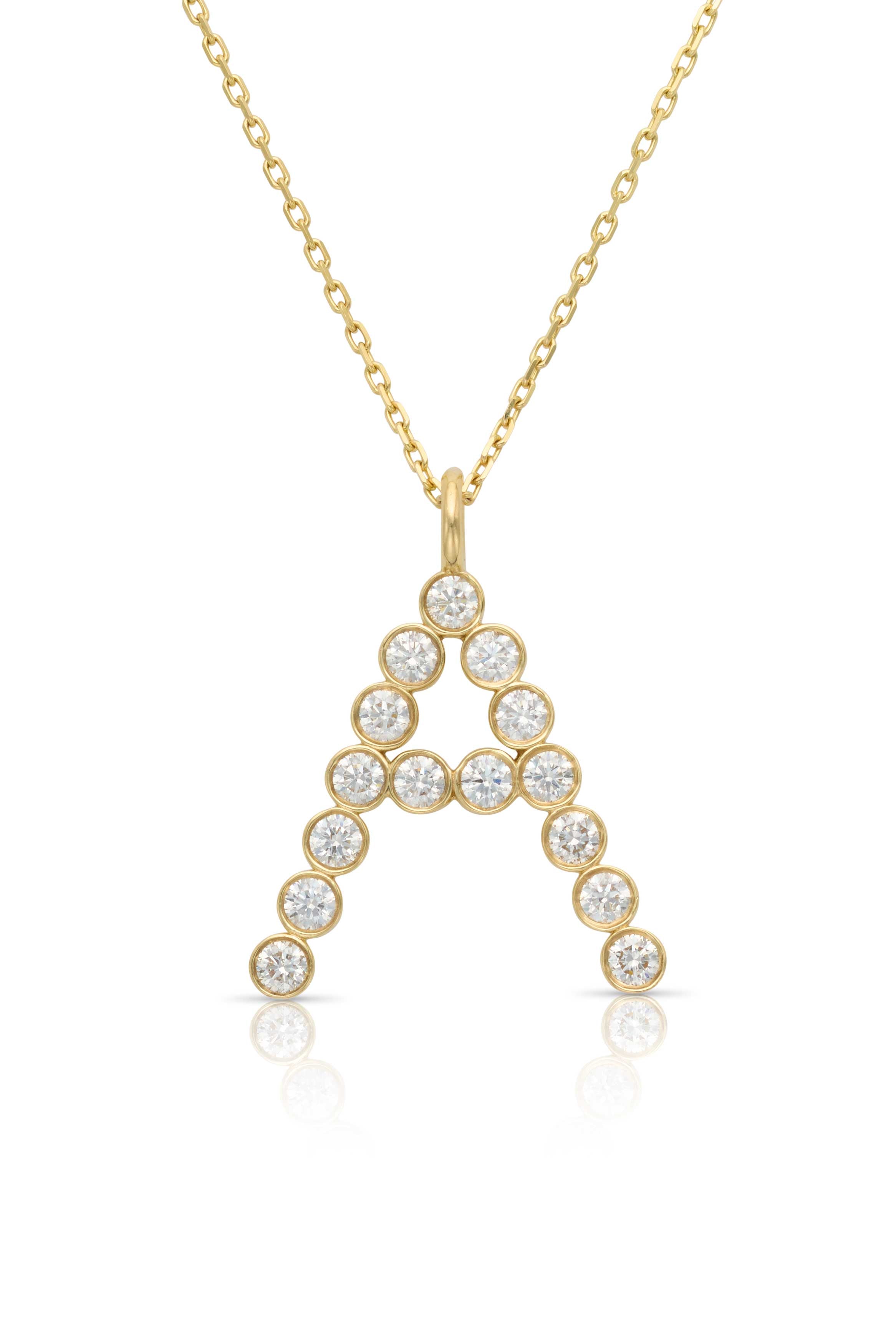14KY A Diamond Bezel Charm on Chain