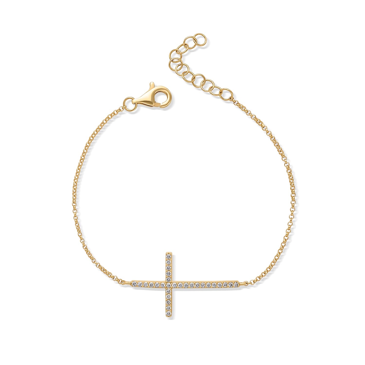 14KY Simple Diamond Cross Bracelet