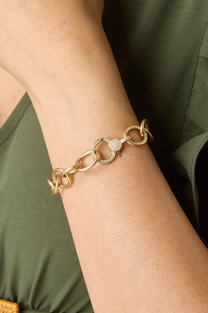 14KY Matte Chain Bracelet with Diamond Clasp