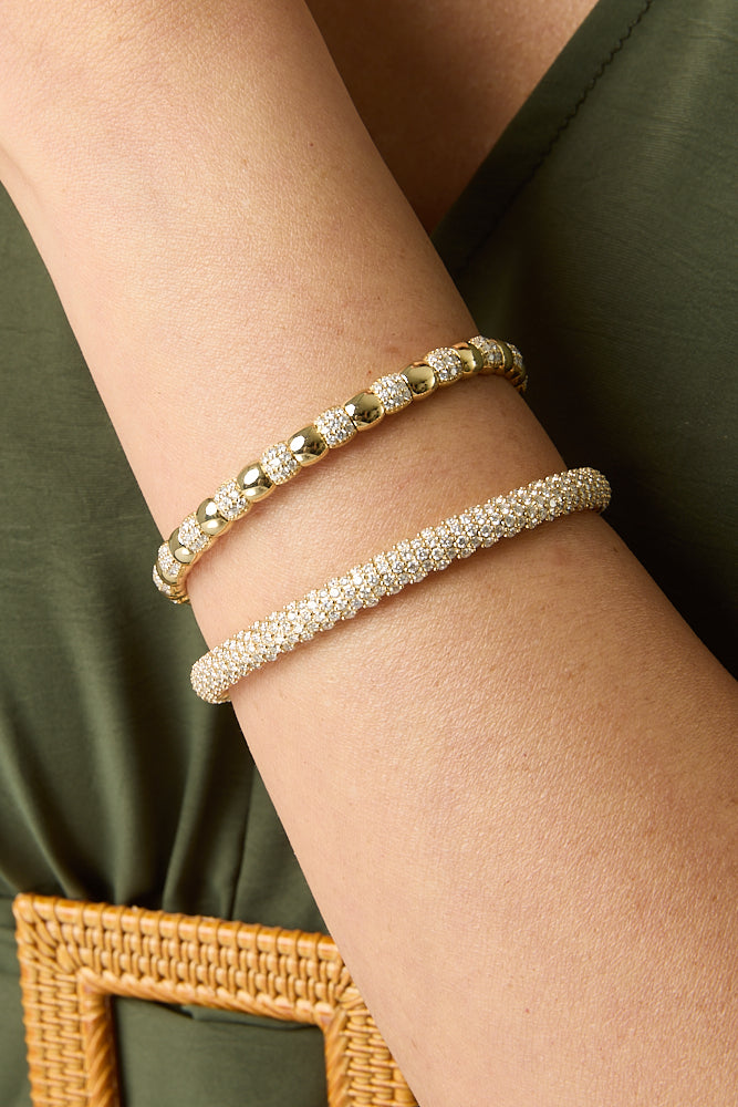 14KY Alternating Pave Bead Bracelet