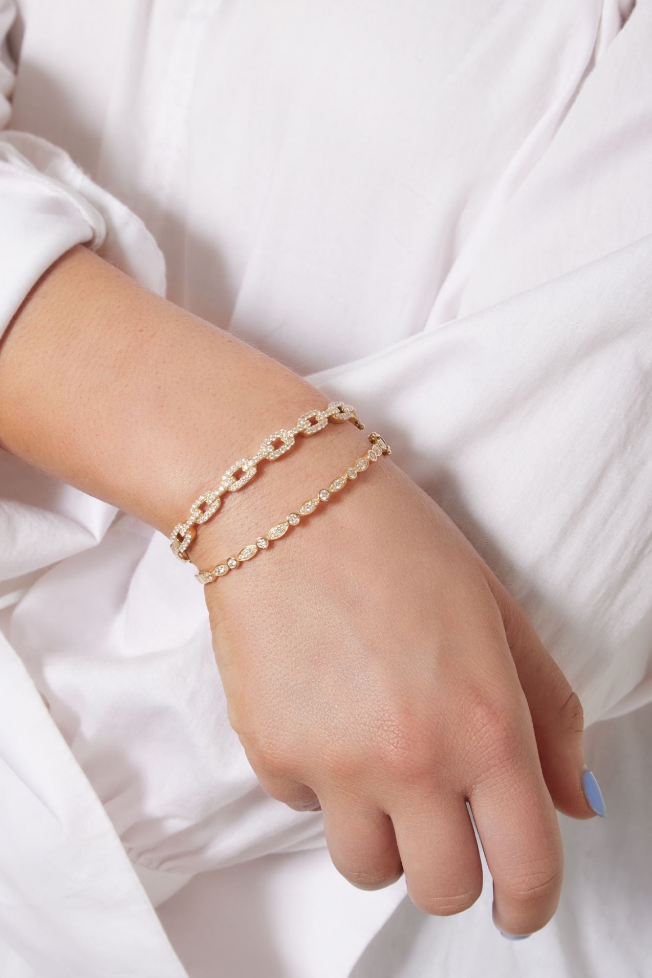 14KY Diamond Marquise and Round Illusion Bangle