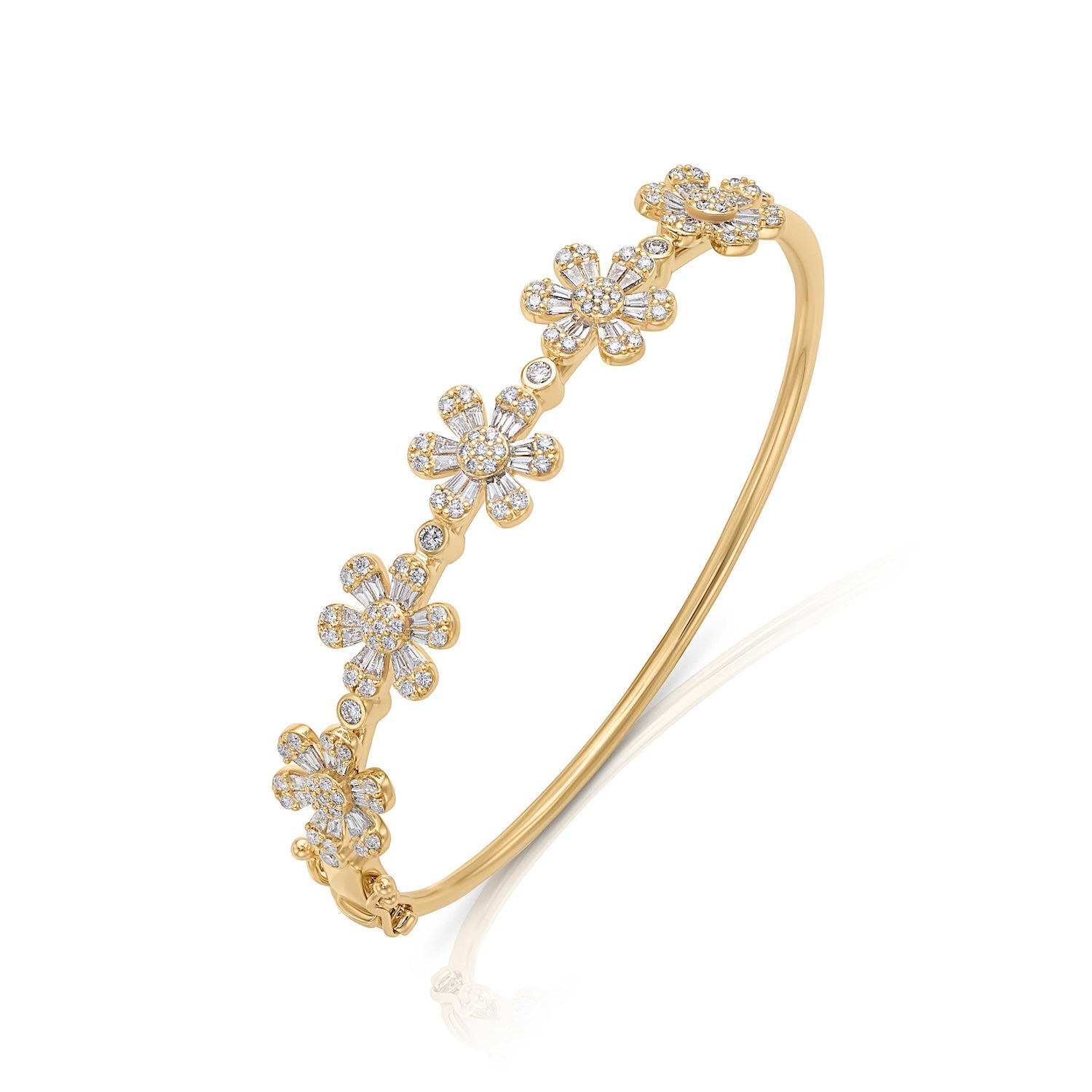 14KY Diamond Flower Bangle