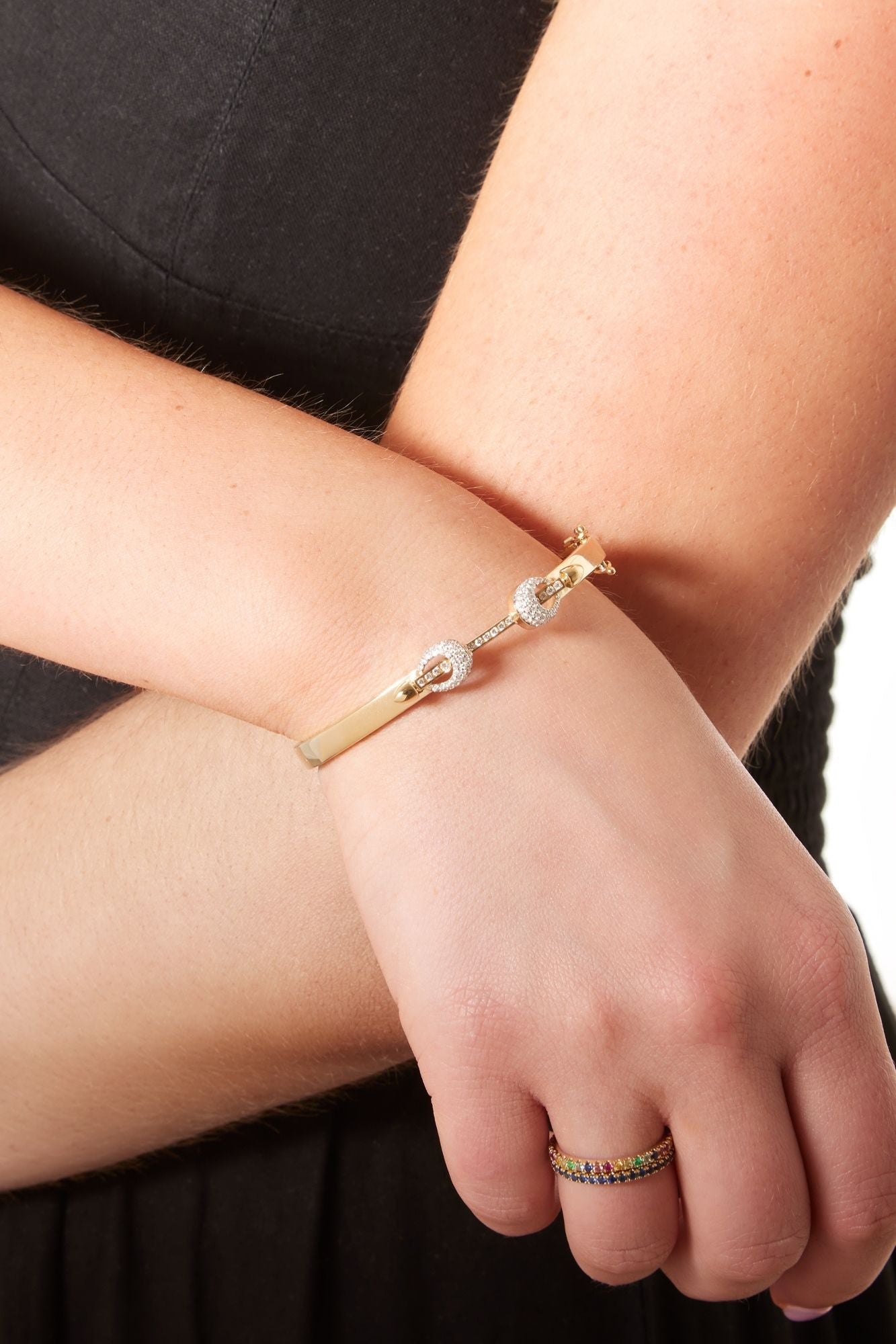 14KY Diamond Large Bar Bit Bangle