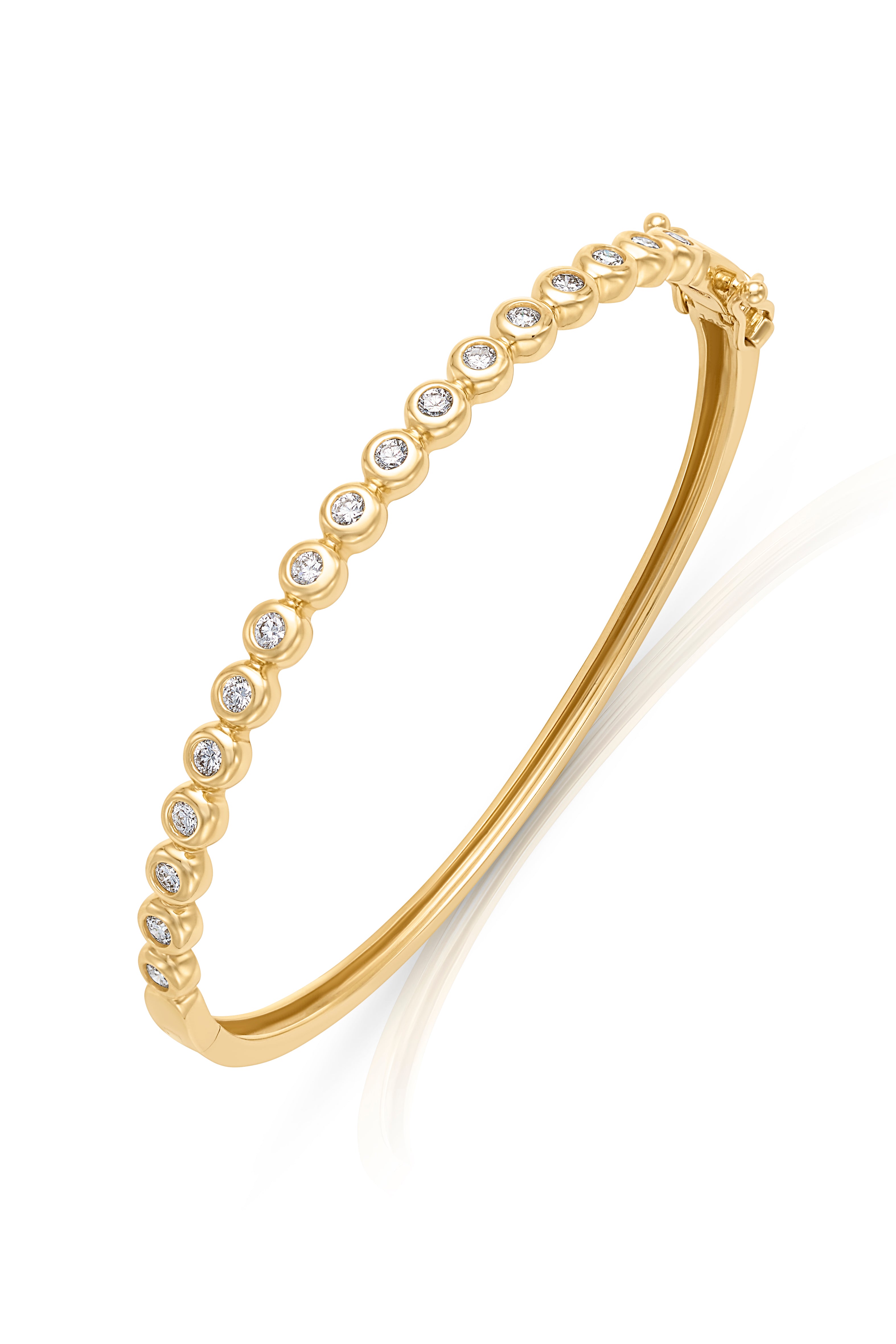 14KY Diamond Bezel Bubble Bangle-Bracelets-Saffron Jewelry-Susan Saffron Jewelry