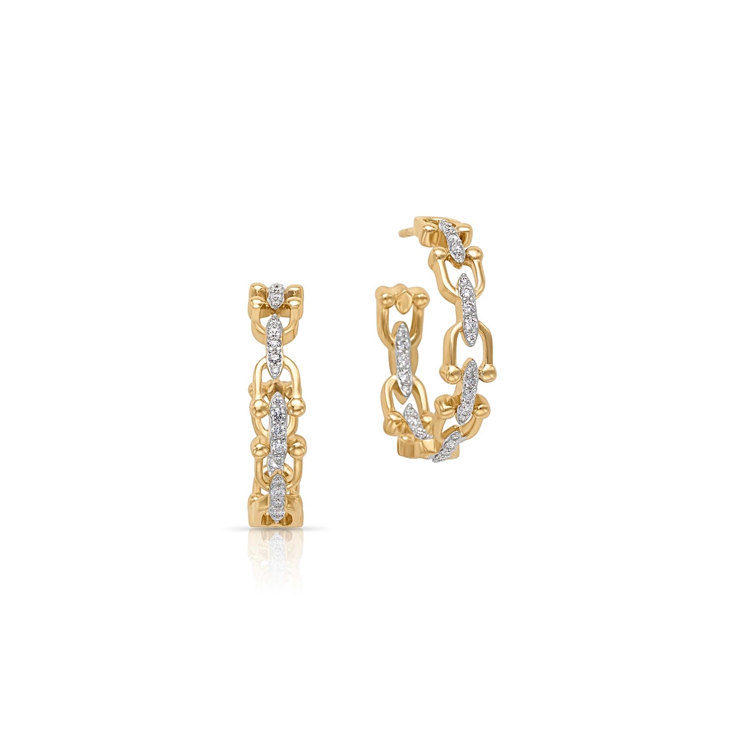 14KY Pave Link Hoops