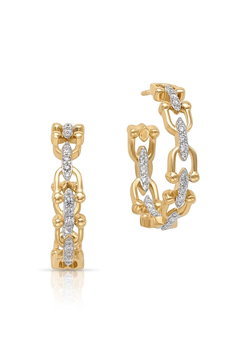 14KY Pave Link Hoops-Earrings-Trilogy-Susan Saffron Jewelry