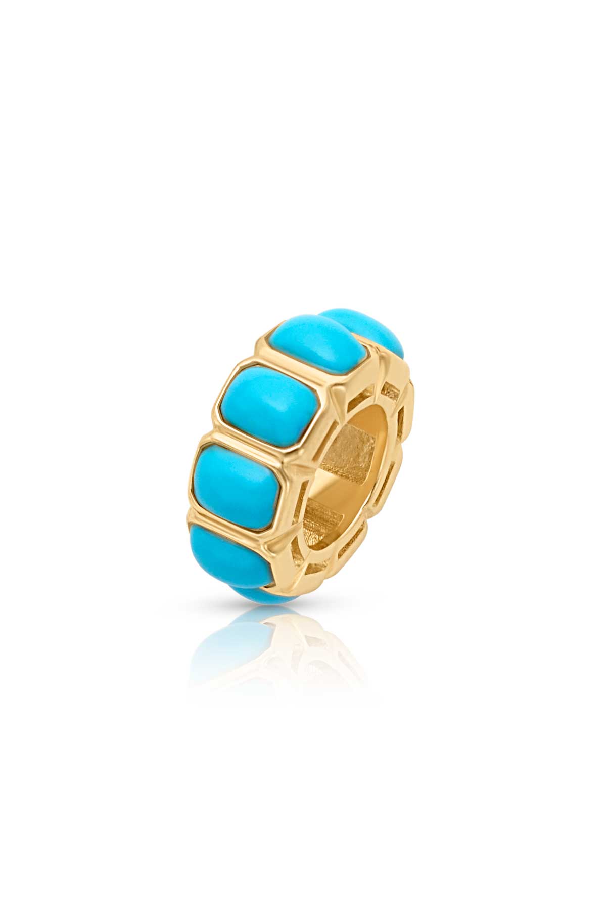 14KY Turquoise Bezel Wheel Charm