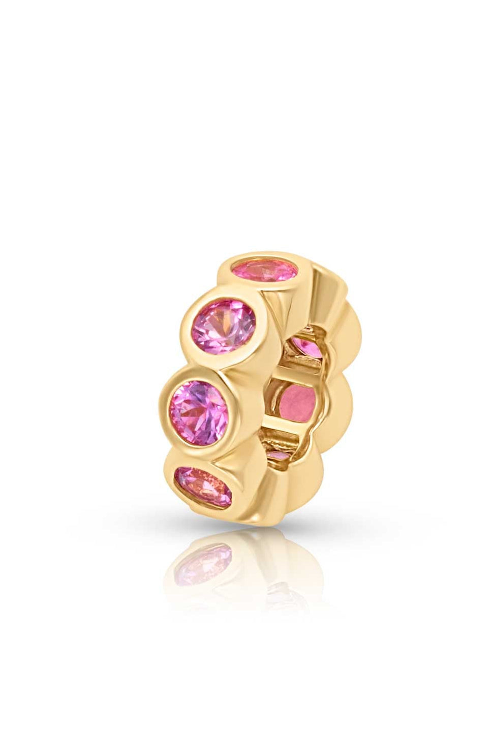 14KY Pink Sapphire Bezel Wheel Charm