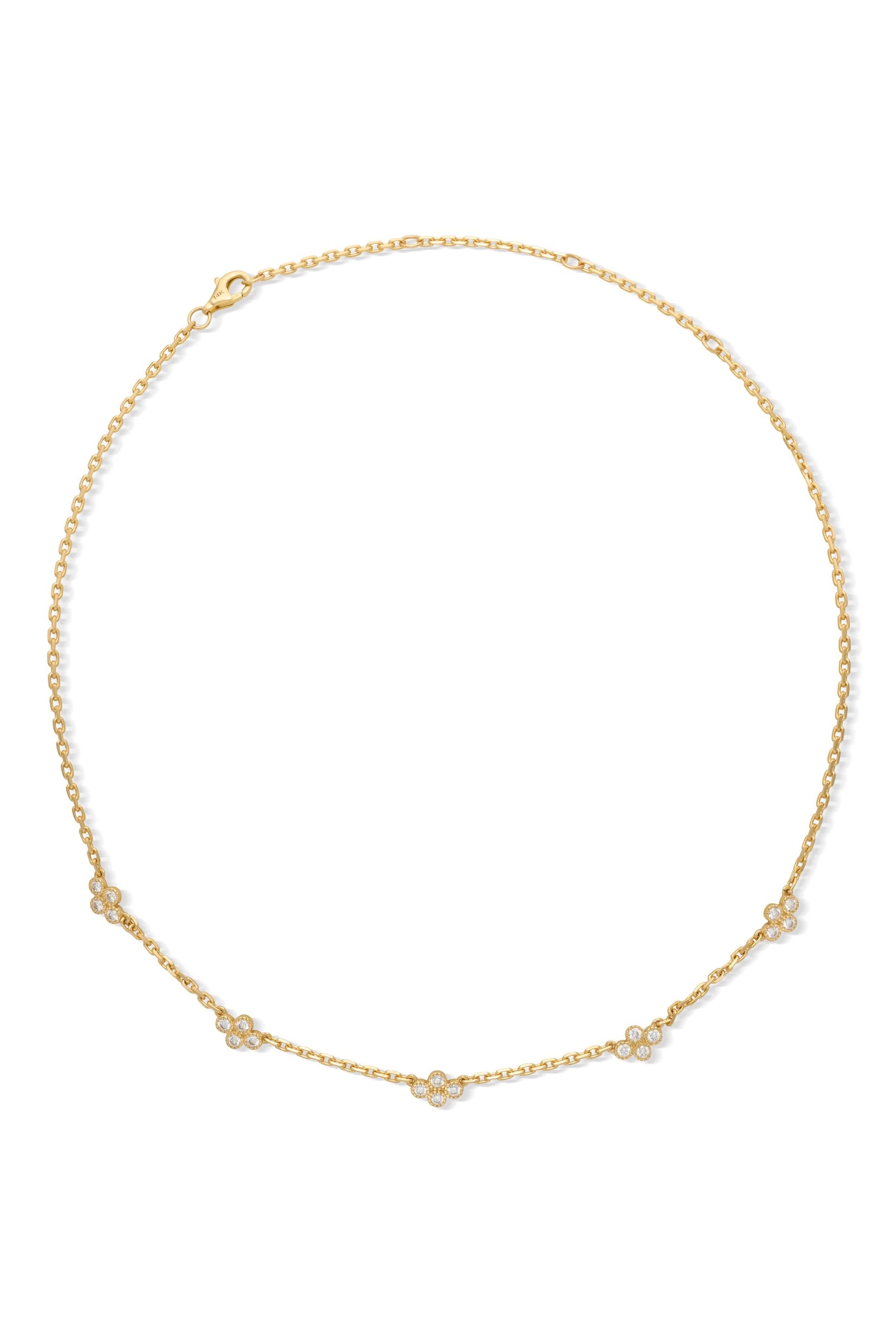 14KY Diamond Quad Station Necklace
