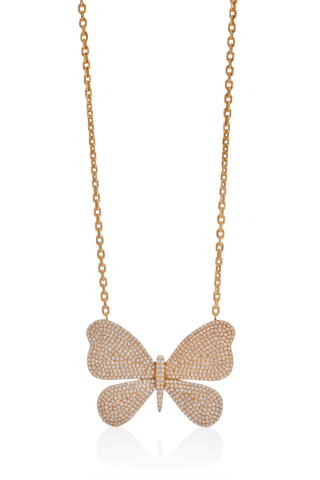 14KY Extra Large Pave Butterfly Necklace