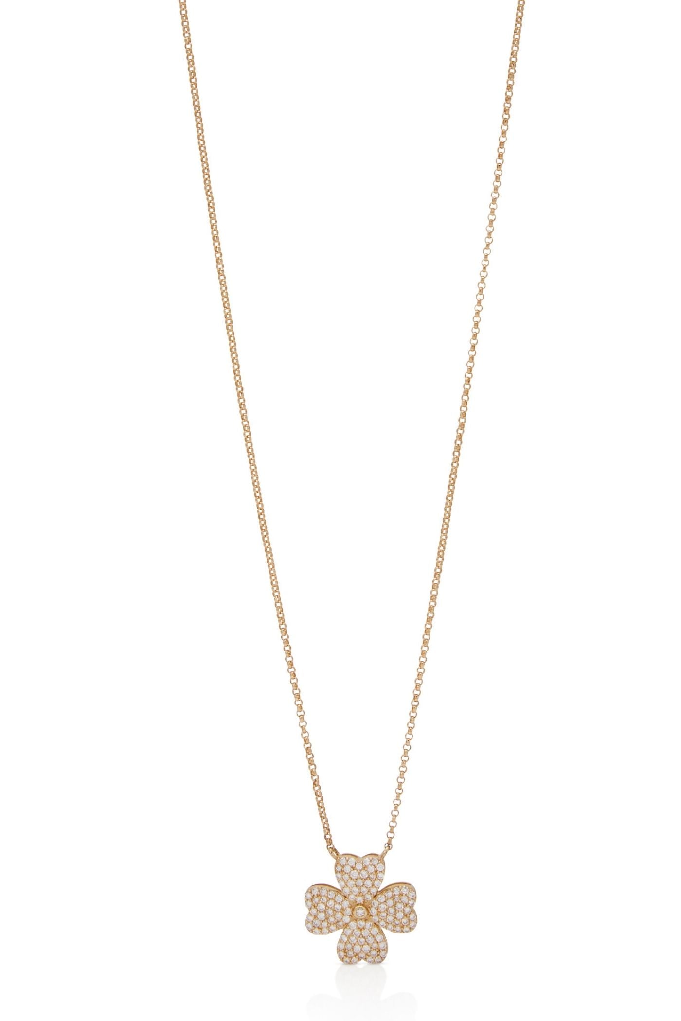 14KY Pave Clover Heart Necklace-Necklaces-Trilogy-Susan Saffron Jewelry