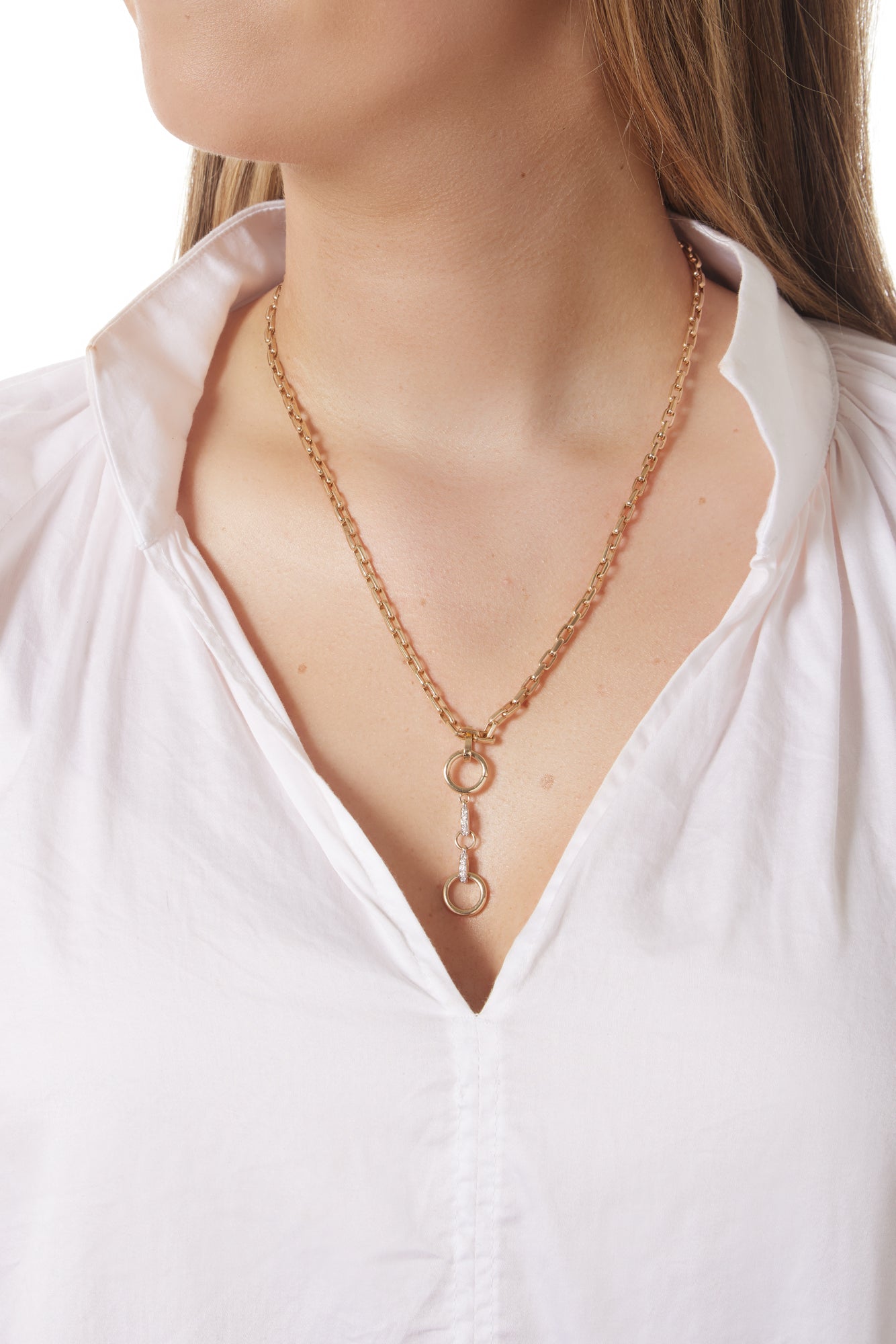 14KY Rectangular Link and Diamond Chain With 2 Connectors