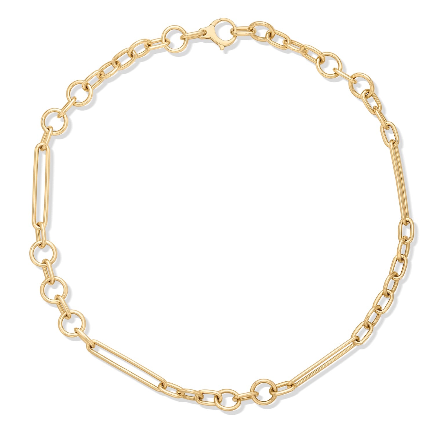 14KY Solid Circle and Rectangle Chain