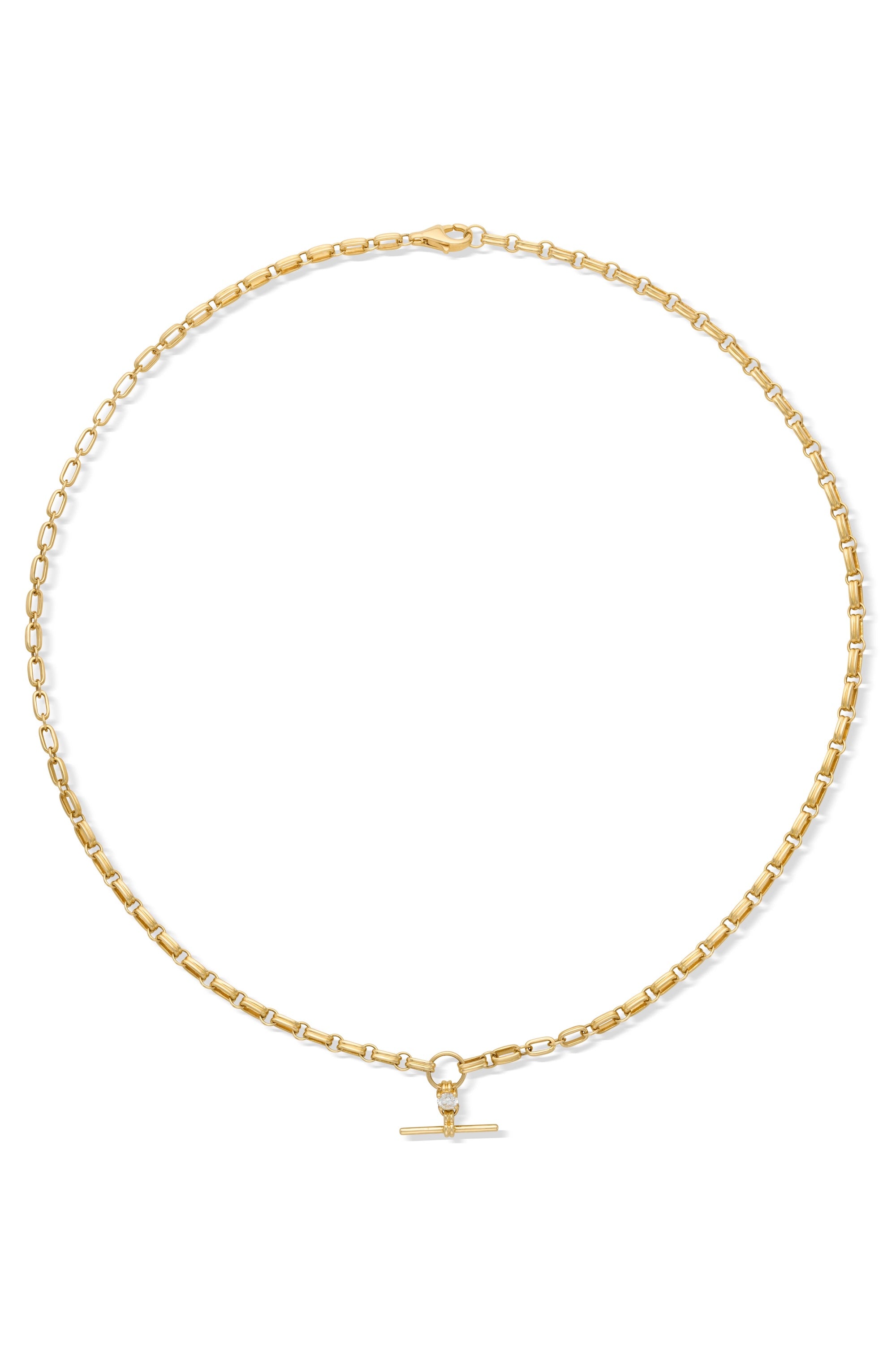 14KY Rectangle Link with Toggle and Diamond Accent