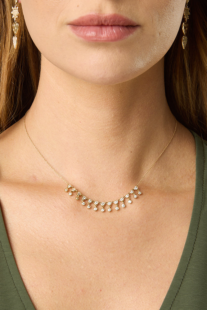 14KY Diamond Dangle Station Necklace