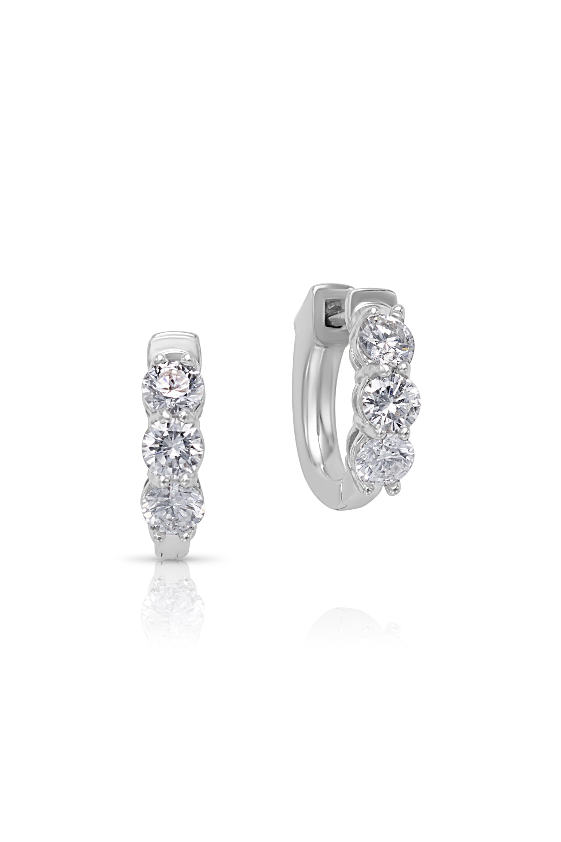 14K Mini Diamond Anne Huggies-Earrings-SAFFRON JEWELRY-White Gold-Susan Saffron Jewelry