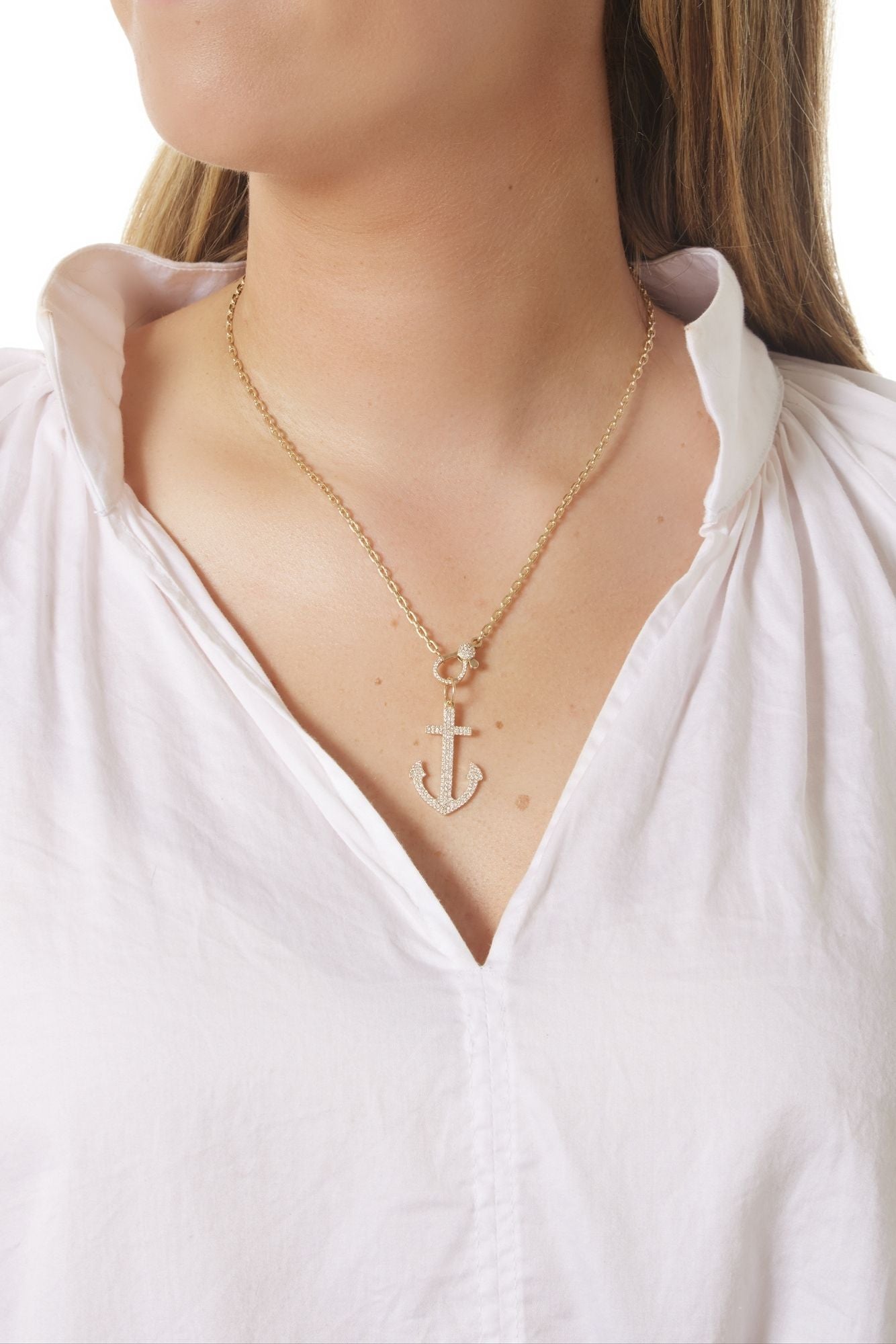 14KY Diamond Anchor Charm - Image 2 | Necklace | Susan Saffron Jewelry