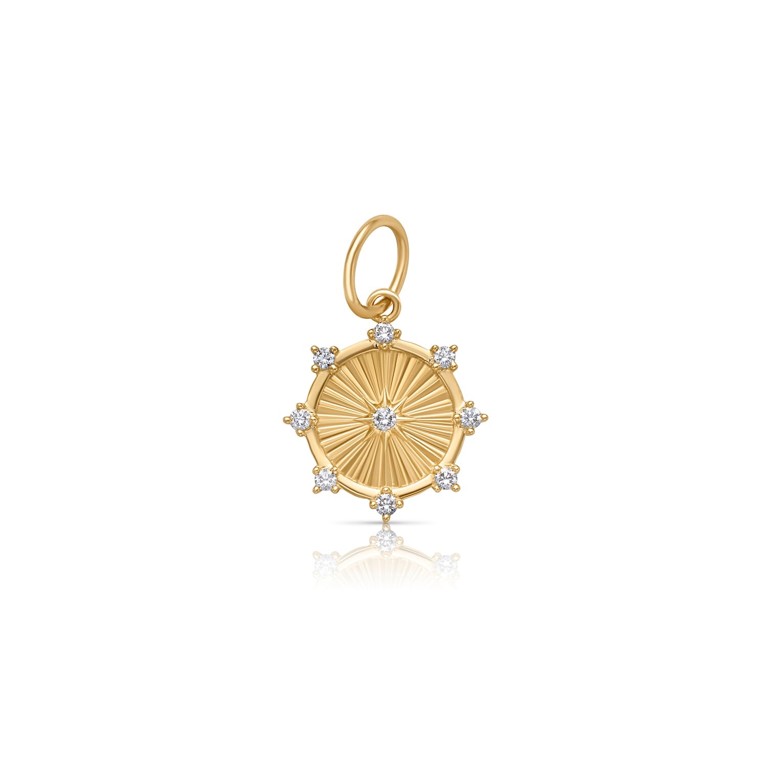 14KY Small Diamond Fluted Dial Pendant