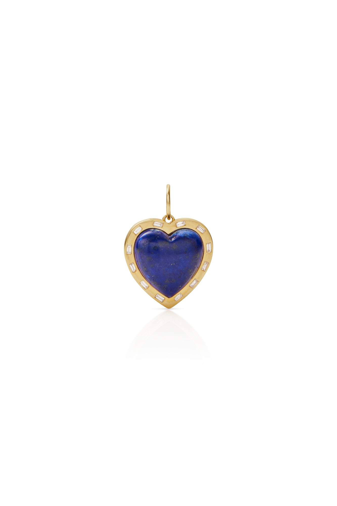 14KY Lapis Heart With Baguette Halo Charm-Necklaces-Trilogy-Susan Saffron Jewelry