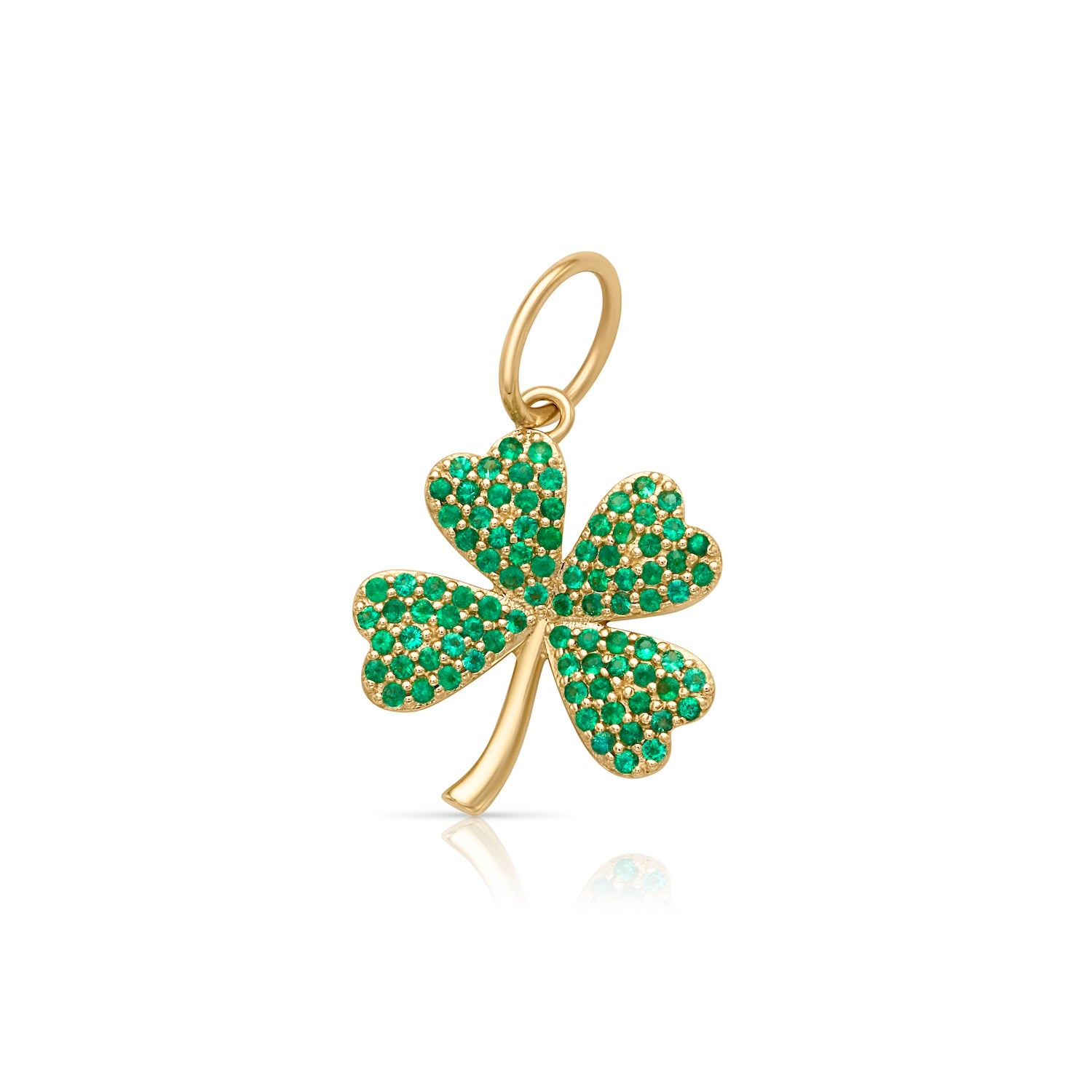 14KY Emerald Clover with Stem