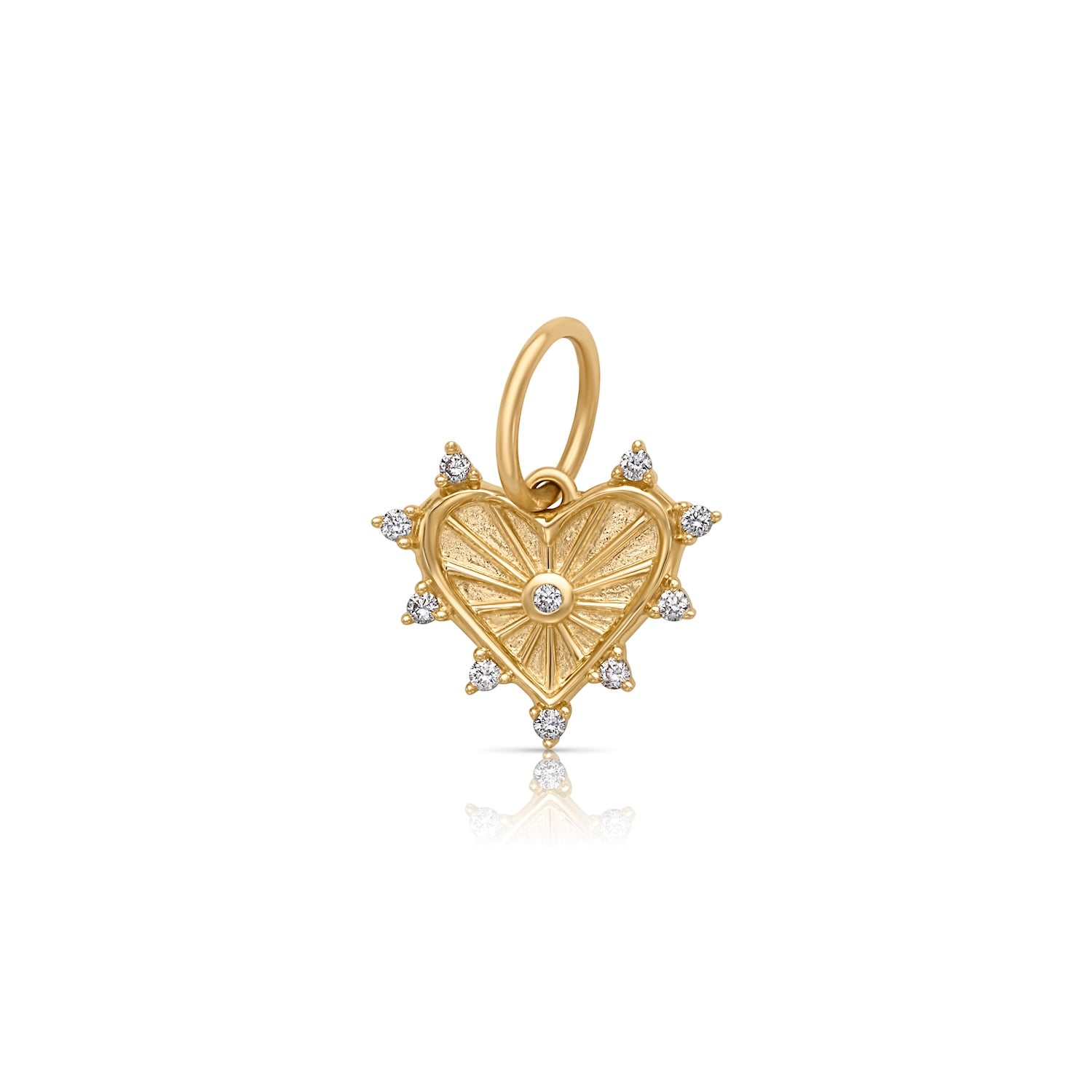 14KY Small Diamond Fluted Heart Charm